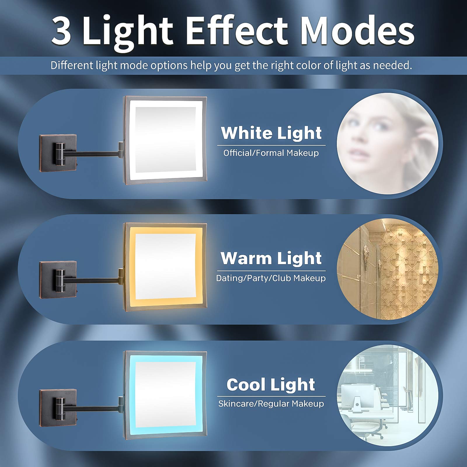 Dowry Led Lighted 5X Magnifying Makeup Mirror With Plug,8Inch, Polished Oil Rubbed Bronze Finished Dowry1802D-8X5