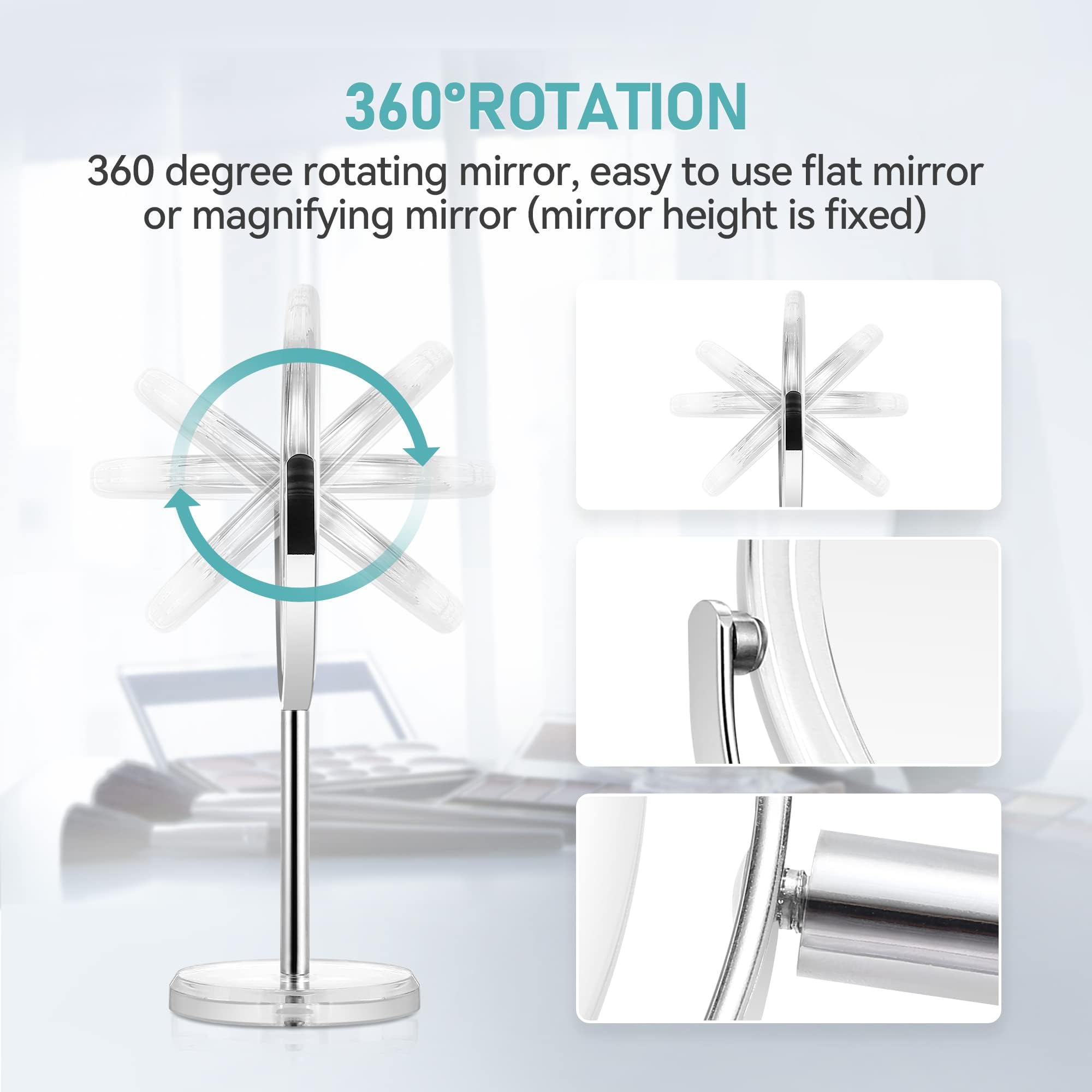 Miyadiva 20X Magnifying Makeup Mirror,Double Sided 1X & 20X Magnifying Mirror With Stand,Tabletop Magnified Vanity Mirror With 3