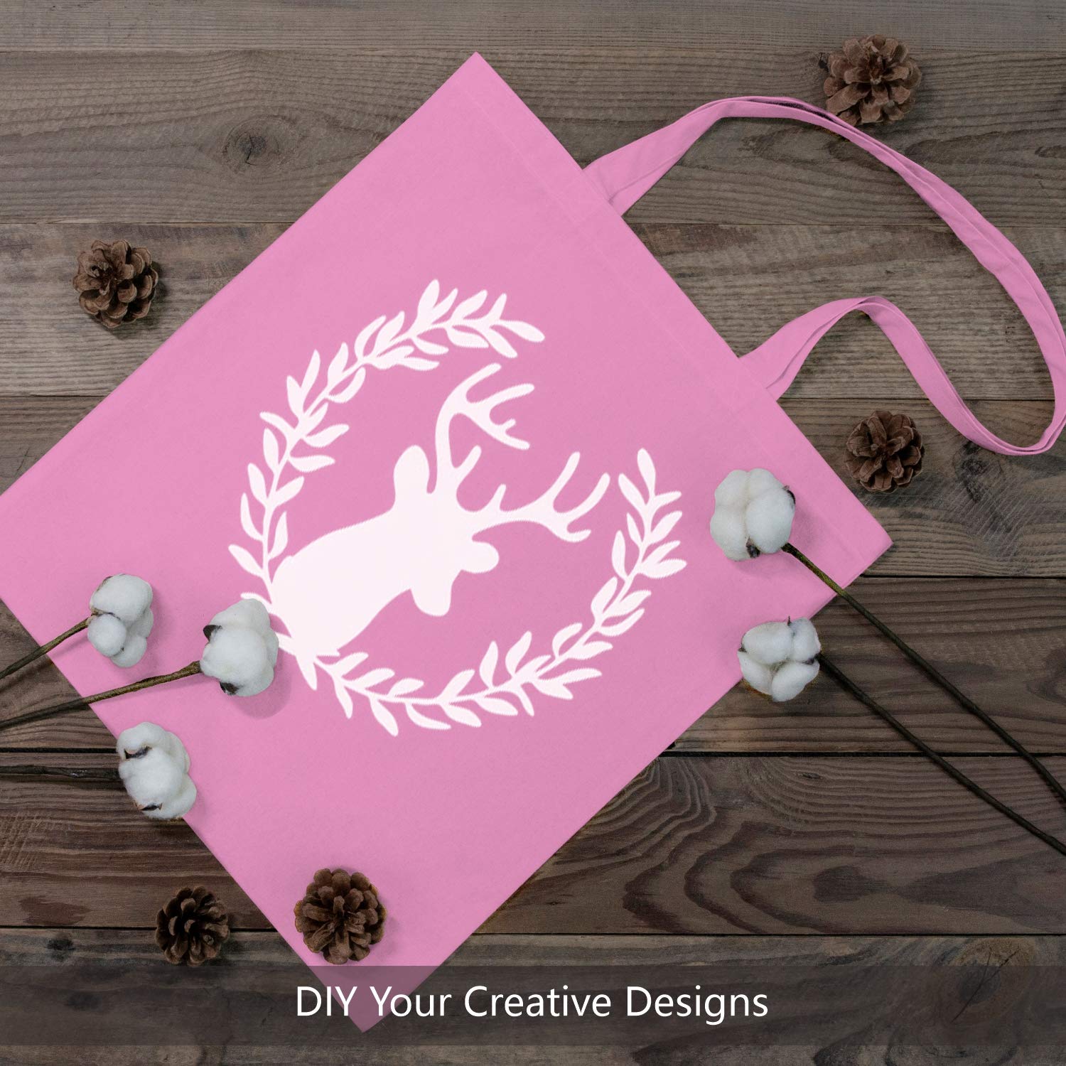 Topdesign 24-Pack Economical 16''X15'' Baby Pink Cotton Tote Bag, Lightweight Medium Reusable Grocery Shopping Cloth Bags, Suita