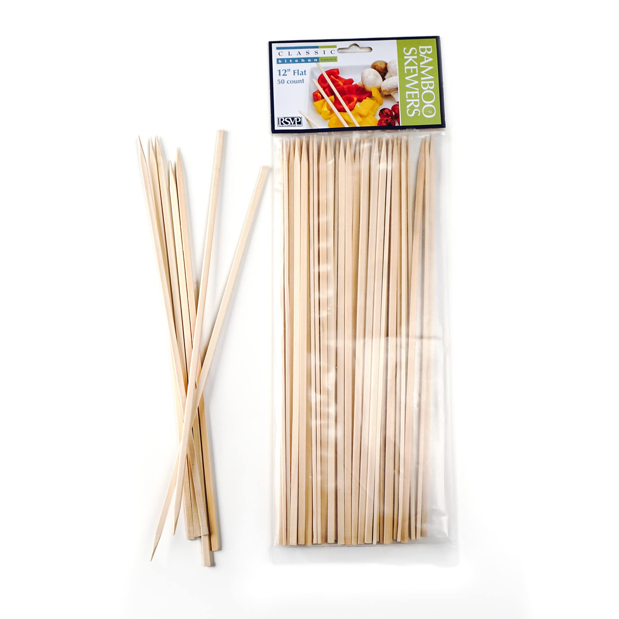 BAMBOO SKEWER - 12IN FLAT - 50 CT.
