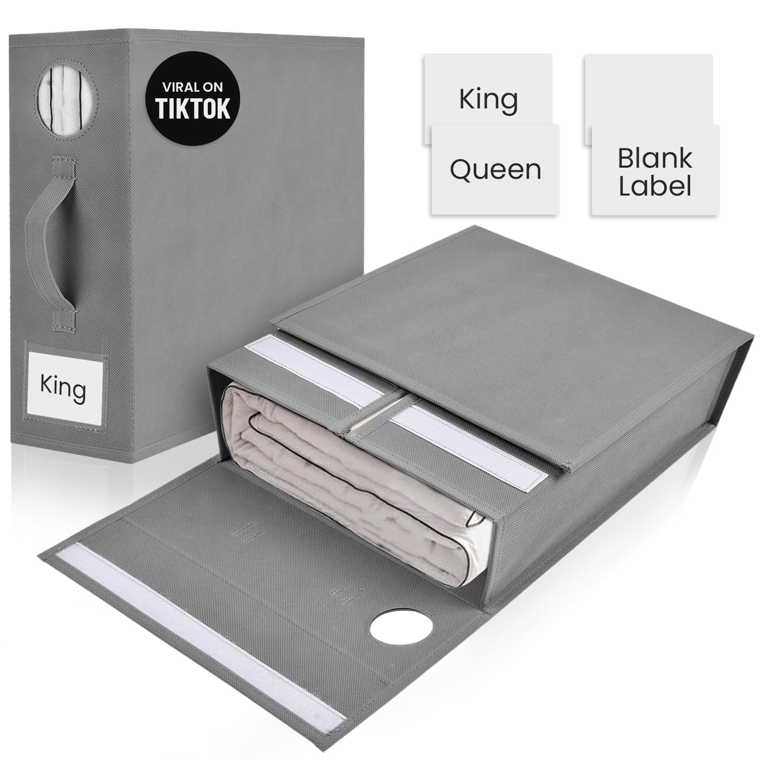 TOSORO 2 Pack Bed Sheet Organizer and Storage, Foldable Storage Bed Sheet Organizer for Linen Closet with Viewing Window & Label