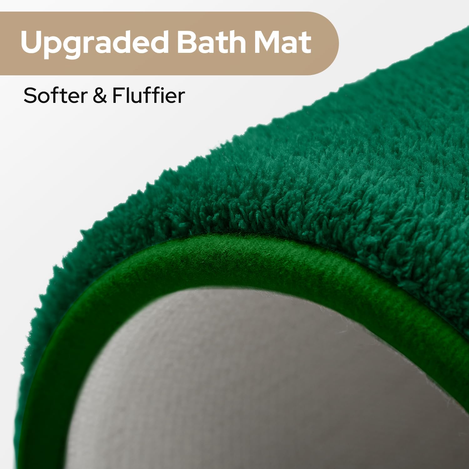 Homeideas Upgraded Bathroom Rugs Set 3 Piece, Extra Thick Absorbent Soft Memory Foam, Washable Toilet Bath Mat (Dark Green,17''X