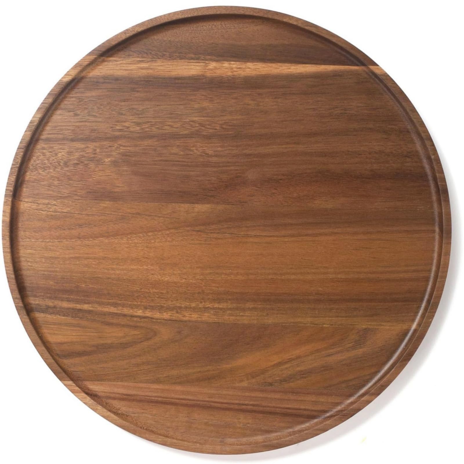 Round Wood Tray, Acacia Wooden Decorative Serving Tray for Coffee Table and Home Decor, Wooden Appetizer Charcuterie Board for K