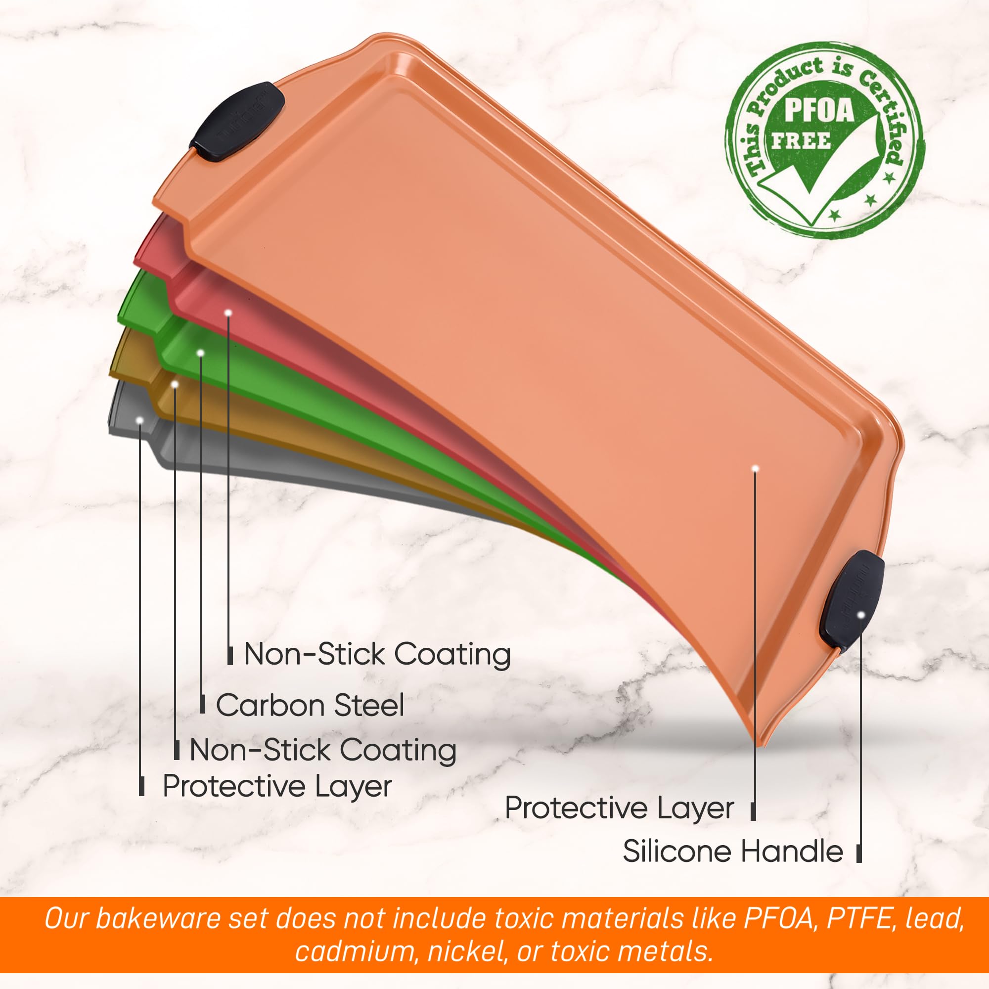Nutrichef 15    Nonstick Cookie Sheet For Baking - Premium Grade Carbon Steel Non-Stick Baking & Roasting Pan W/ Silicone Handle