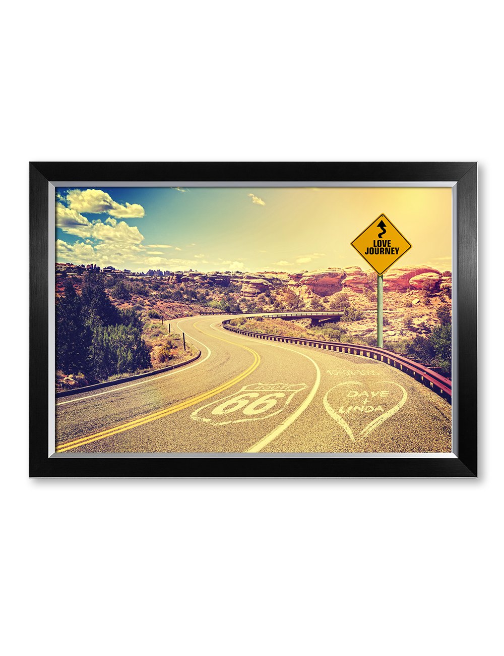 Ipic - Love Journey Personalized Framed Artwork For Romantic Anniversary And Wedding Gifts; Picture Size: 30X20, Framed Size: 33