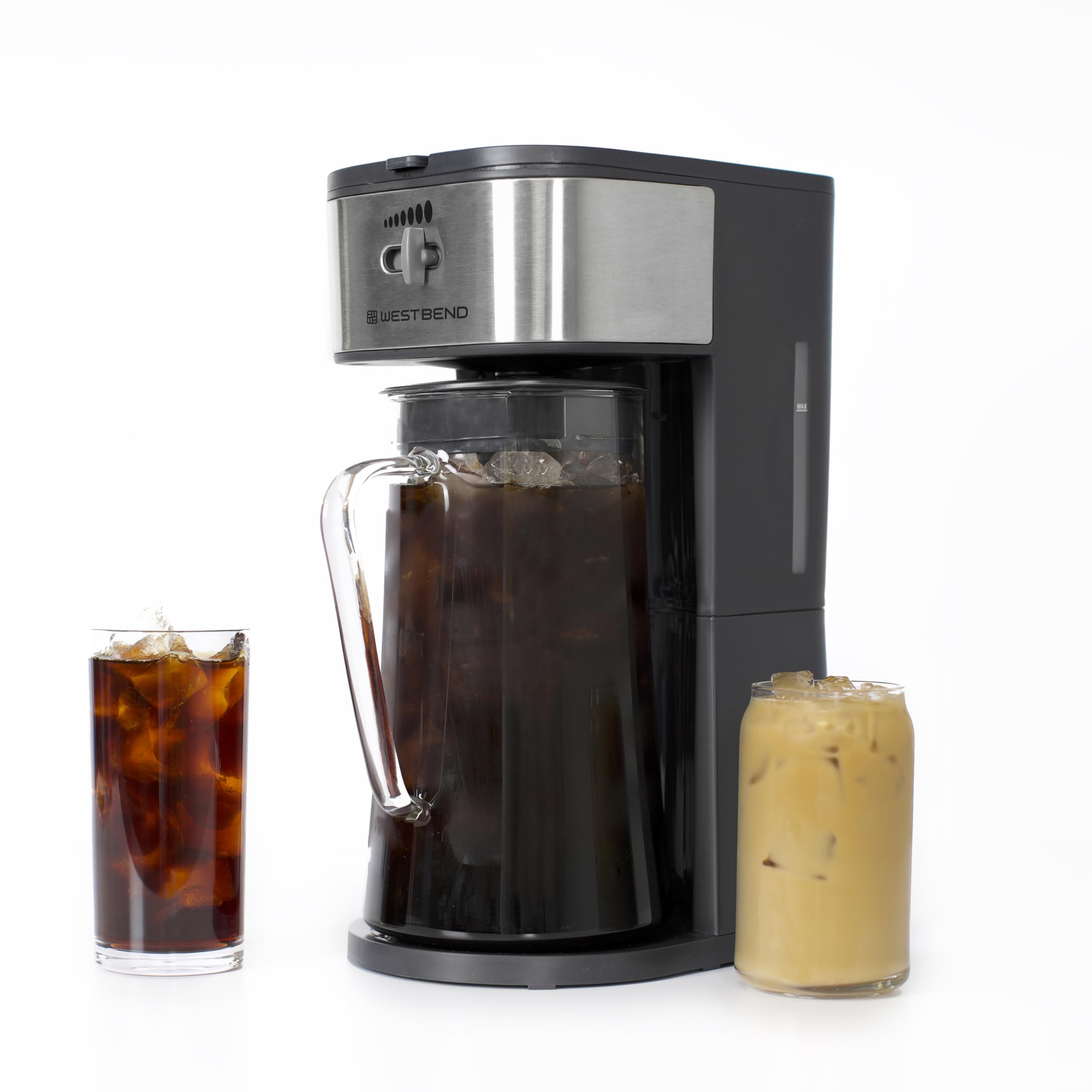 West Bend It500-W Iced Coffee Maker Or Iced Tea Maker Includes An Infusion Tube To Customize The Flavor, Features Auto Shut-Off,