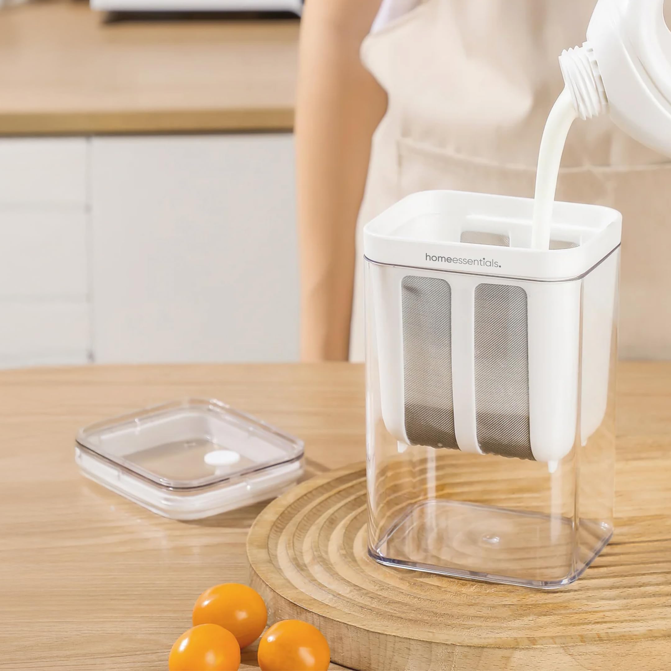 Homeessentials Greek Yogurt & Curd Maker - 1100Ml Fine Mesh Strainer With Lid | Multifunctional Yoghurt Filter | Curd Maker For