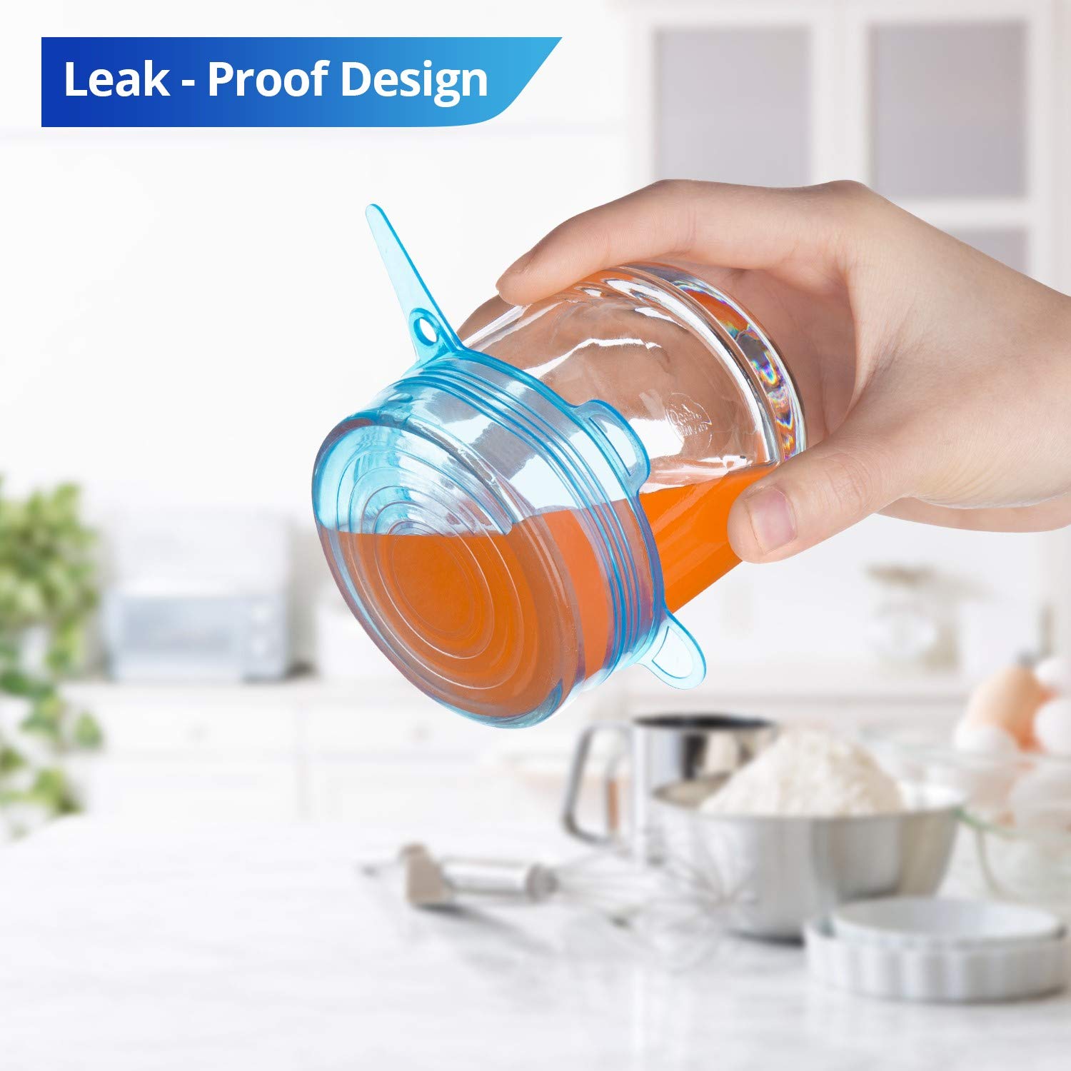 Silicone Stretch Lids, Zero Waste Reusable Silicon Container Lid Covers For Leftover Food Fruit Bowls Pots Cups Jars Dishes (6Pc