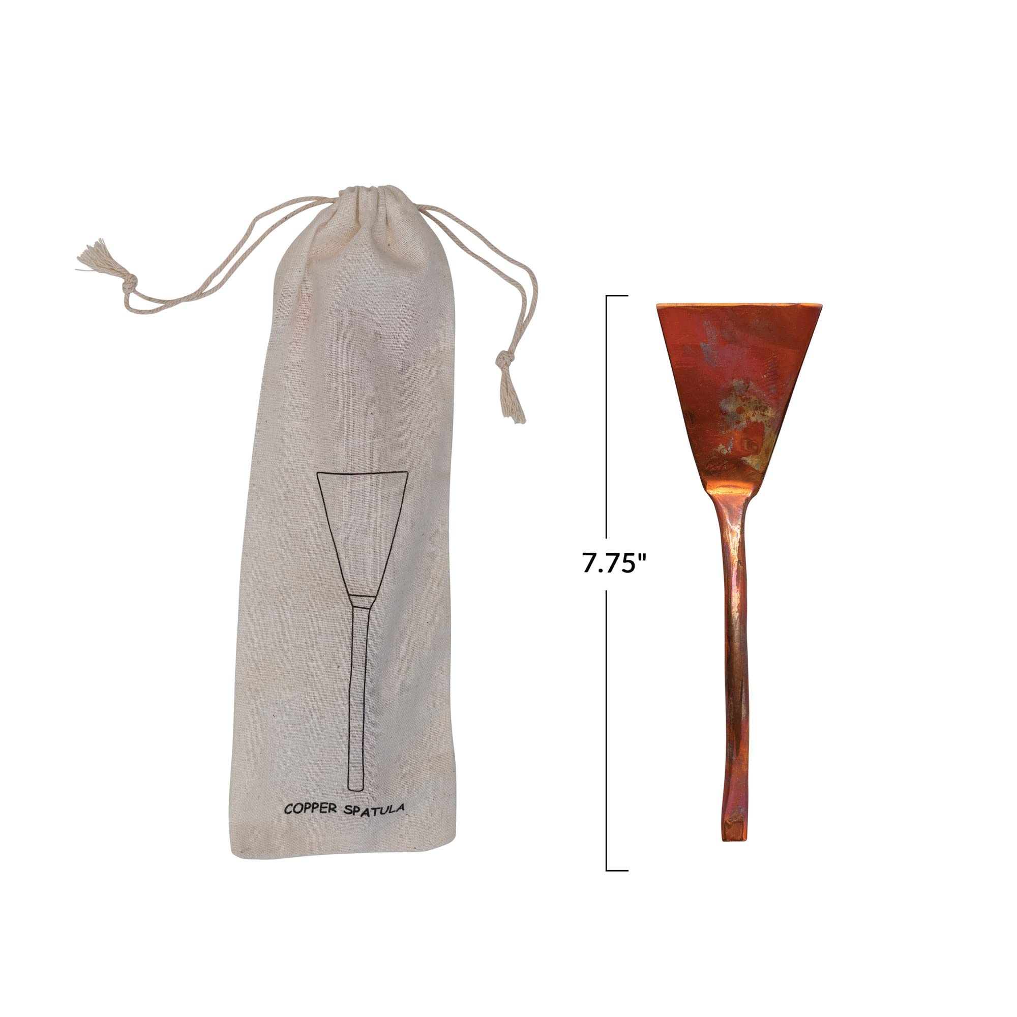 Creative Co-Op Modern Copper Drawstring Bag, Burnt Finish Cake Server