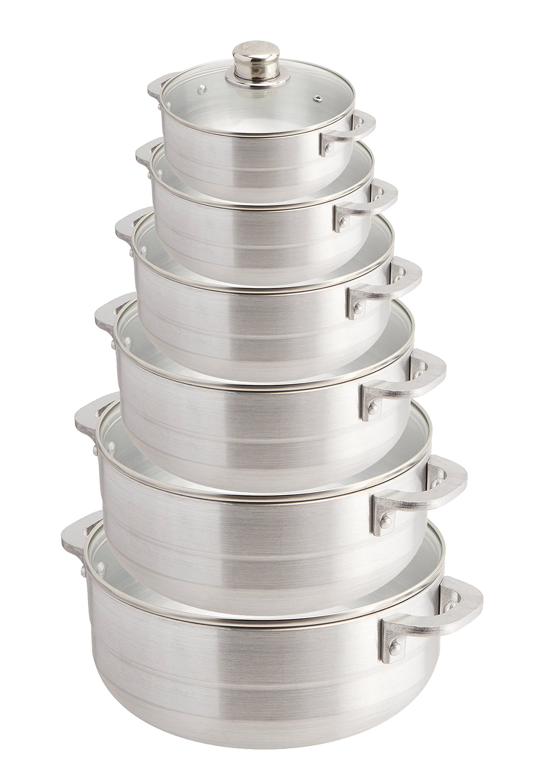 Uniware Aluminum Heavy Gauge Caldero With Glass Lid, Silver, 2 Quart