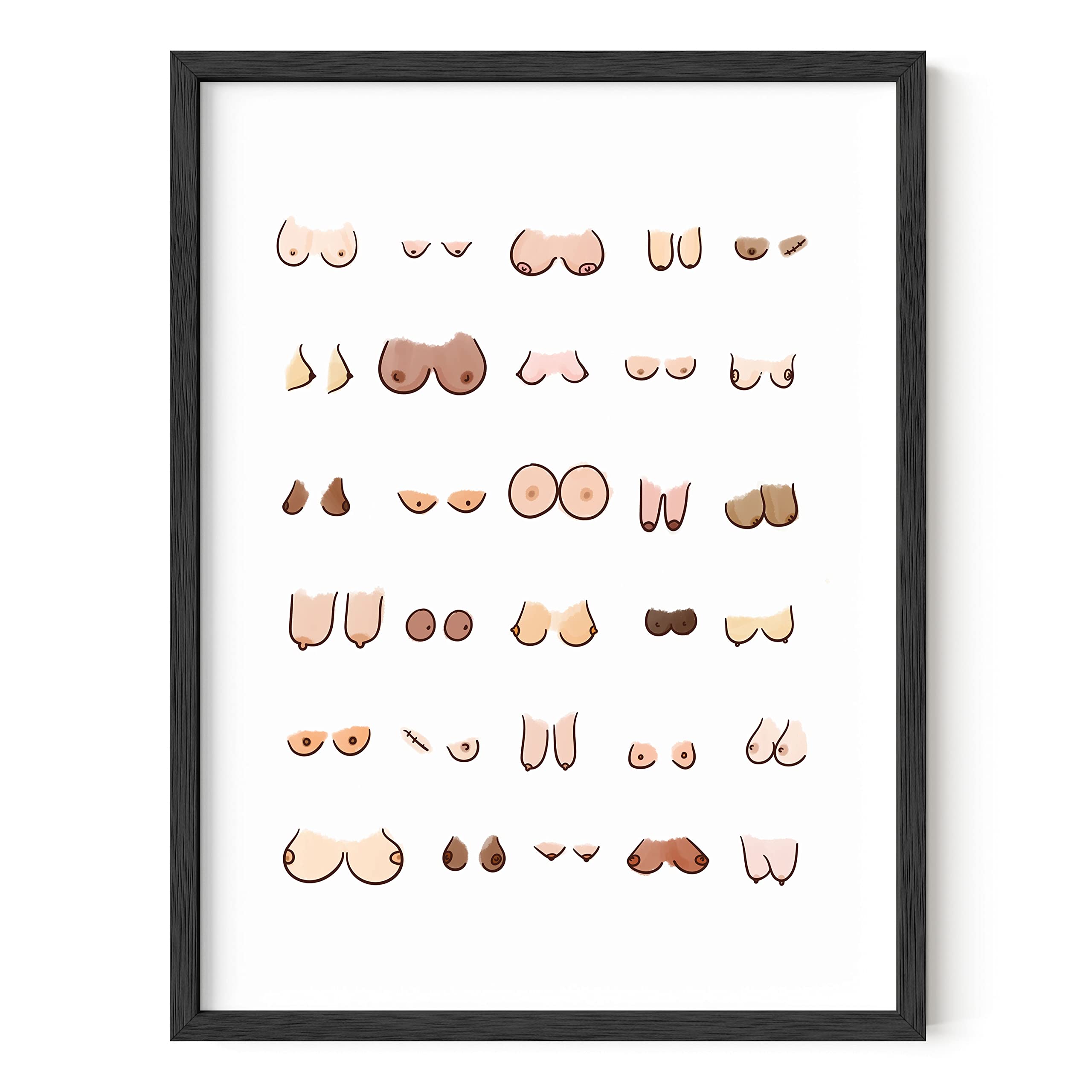 Haus And Hues Funny Bathroom Signs For Home Decor Funny Bathroom Wall Art | Bathroom Art | Funny Bathroom Art (Boobs, 12X16 Unfr