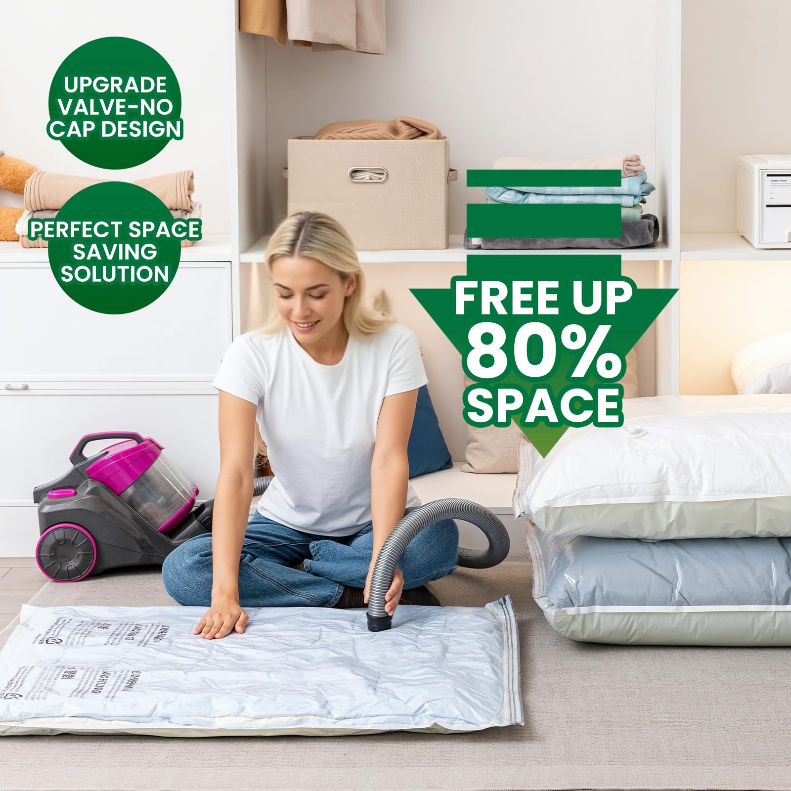 TAILI 6 Pack Vacuum Storage Bags for Comforter and Blankets  Jumbo Vacuum Seal Bags for Bedding 40x31 Inch  Space Saver Bags for Clothes  Pillows  Saving More Closet Space