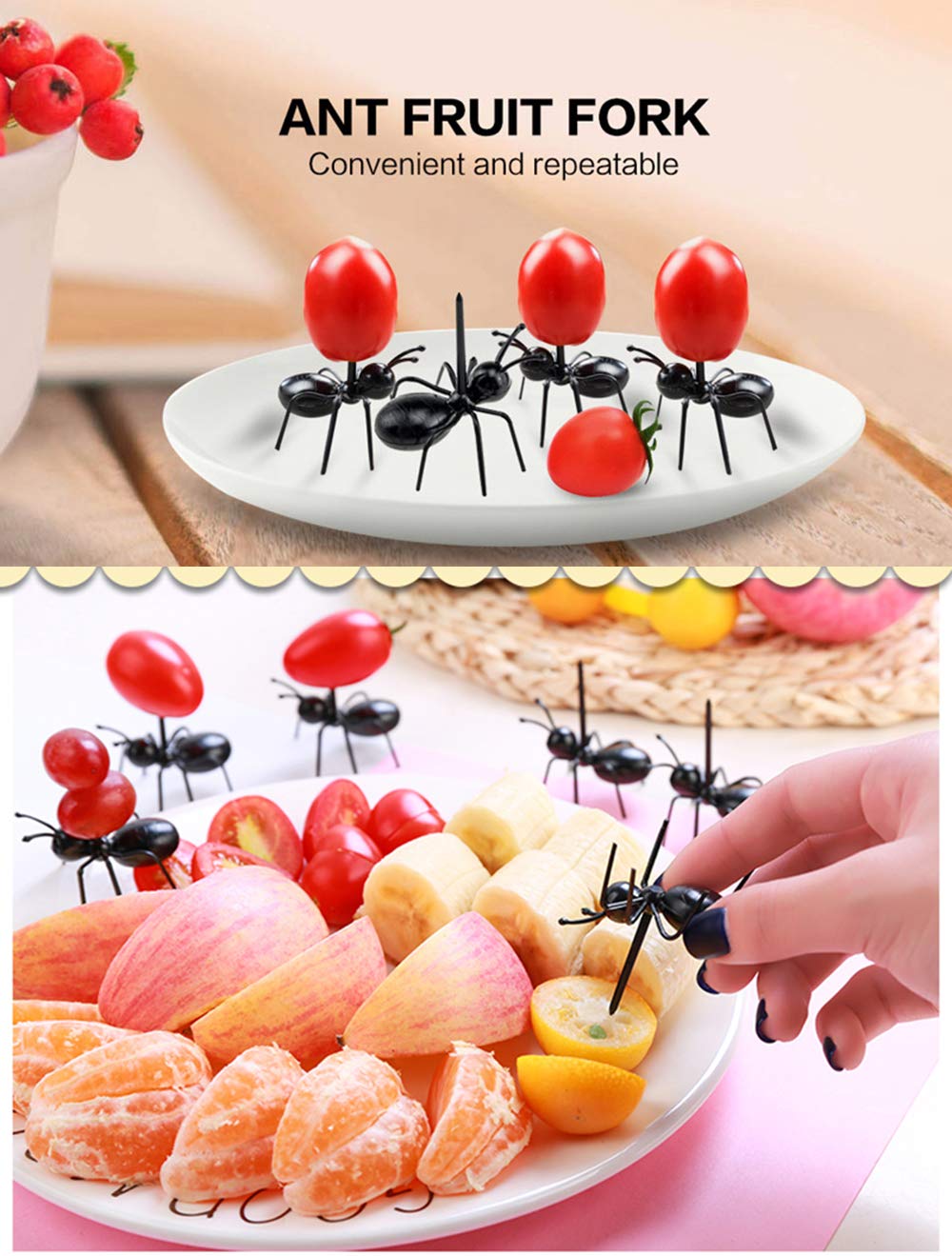 Ant Toothpicks Fruit Dessert Fork (24Pcs) - Ootsr Reusable Ant Food Pick Animal Appetizer Forks For Snack Cake Dessert With Stor