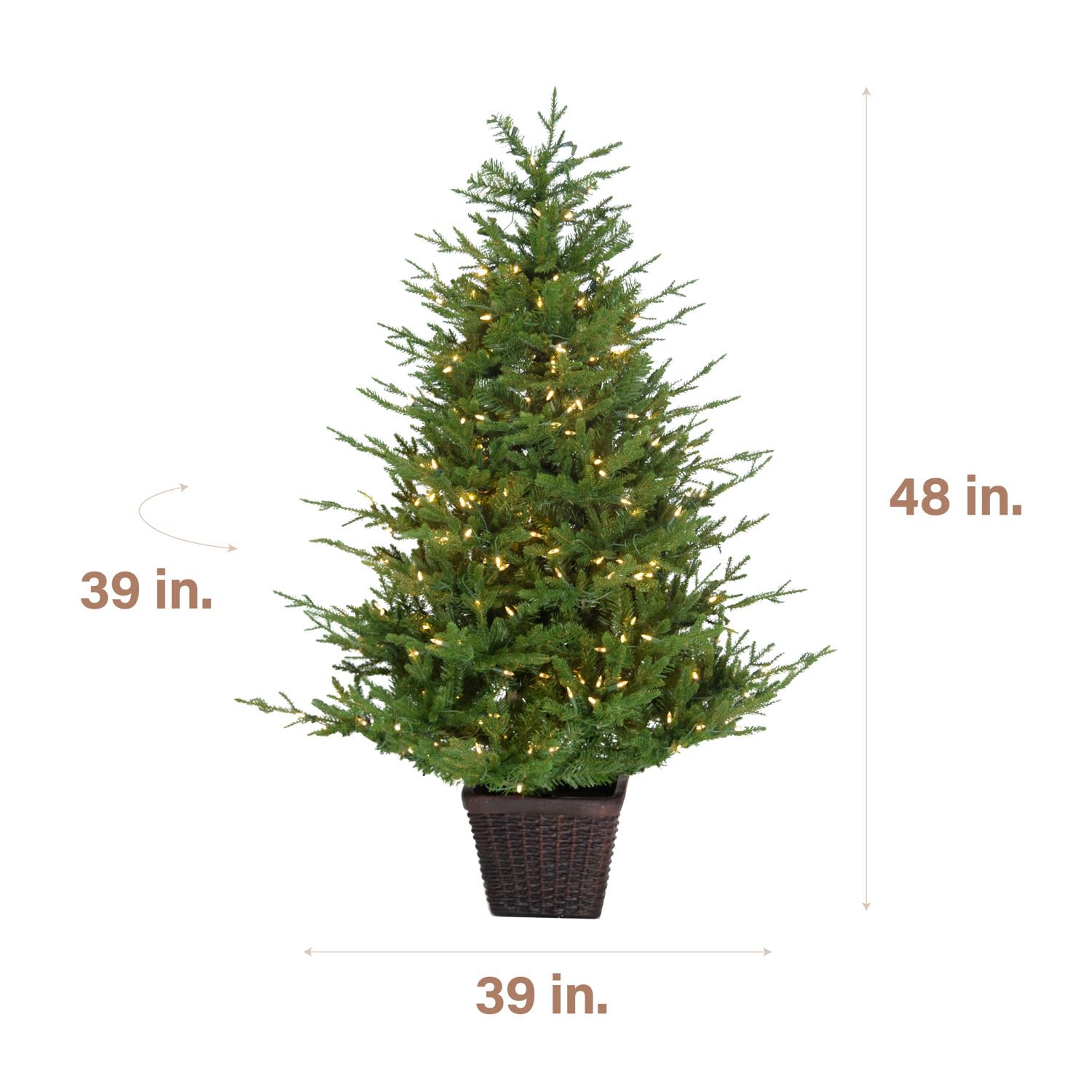 Fraser Hill Farm 4.0-Ft Andirondack Pre Lit Potted Christmas Tree Decor with Warm White LED Lights