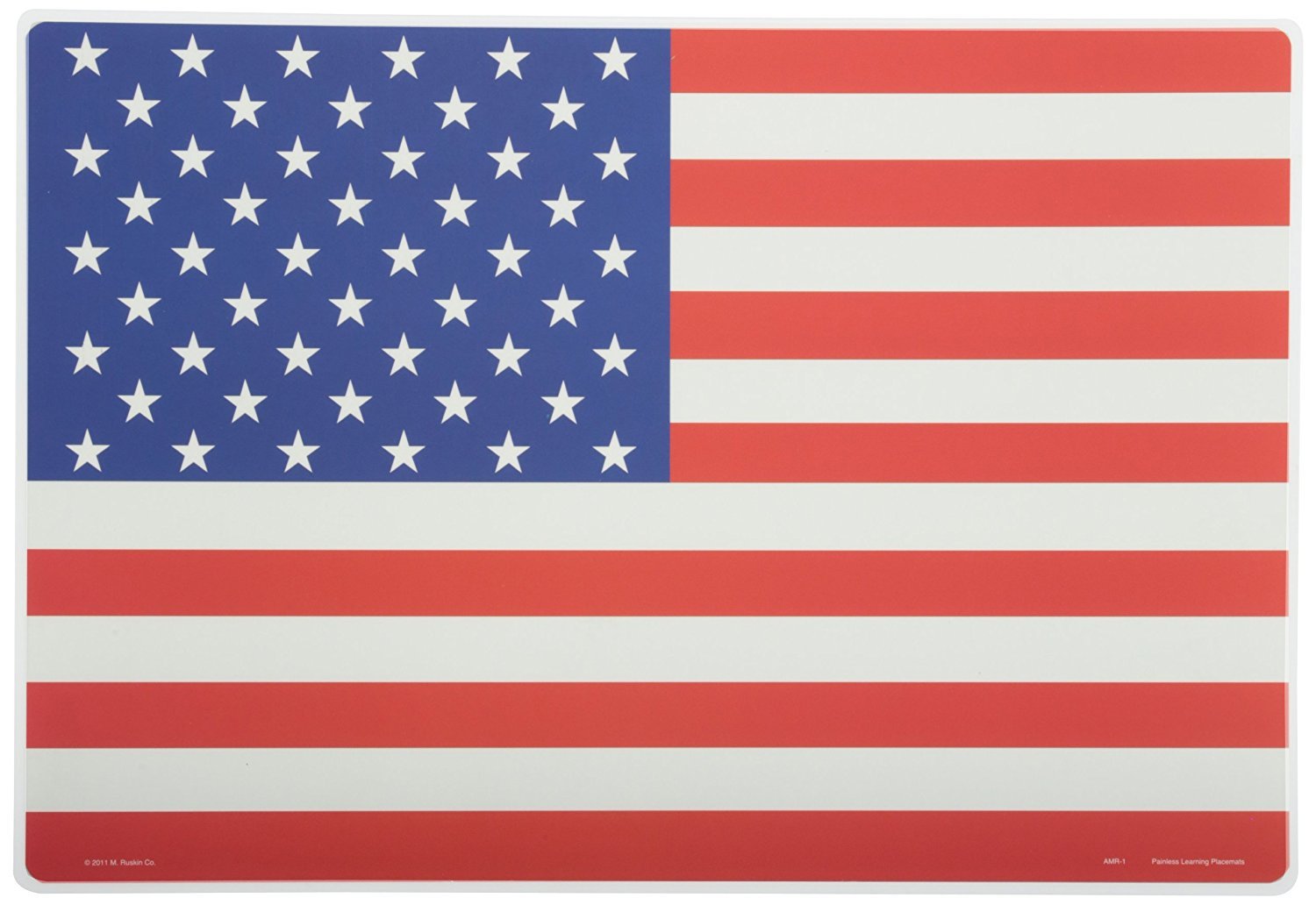 Painless Learning USA Map & American Flag Placemats - Large Non-Slip, Washable Paper Set