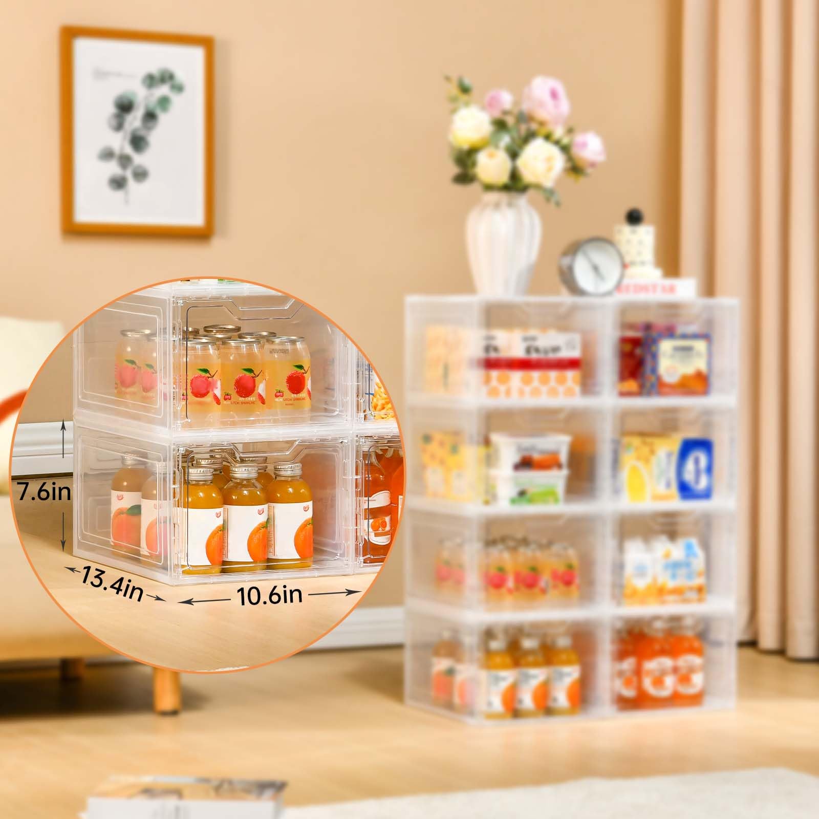 Freebat 6 Pack Stackable Storage Bins With Lids, 19Qt Plastic Bins For Storage, Closet Organizers And Storage, Storage Container