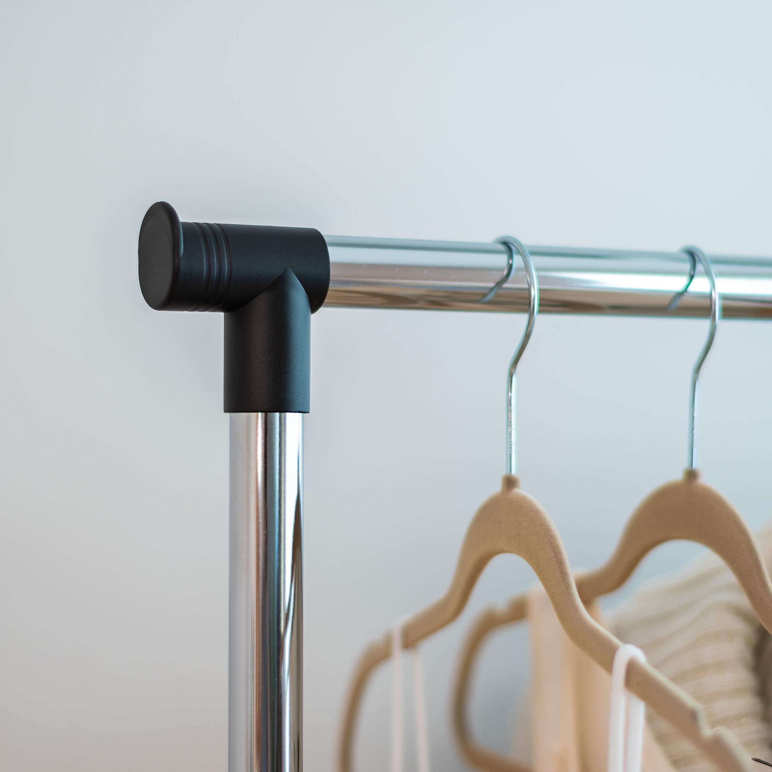 Iris Usa Clothes Rack, Portable Single-Rod Height Adjustable With Lockable Wheels, Rolling Garment Rack, Single Rod Wardrobe Rac