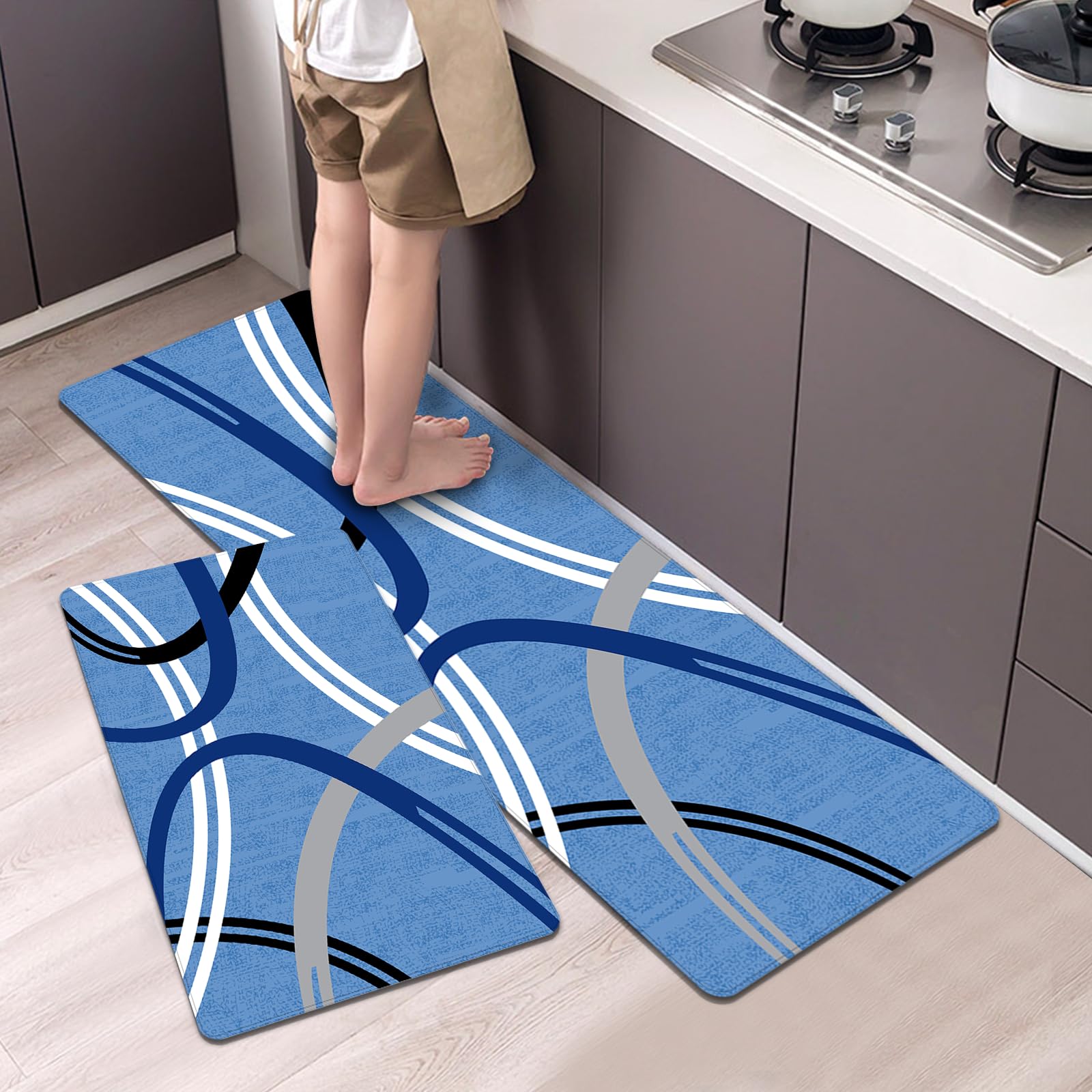Artnice Kitchen Mats Sets Of 2, Non Slip Cushioned Anti Fatigue Kitchen Rugs, Ergonomic Comfort Floor Mat, Waterproof Standing M