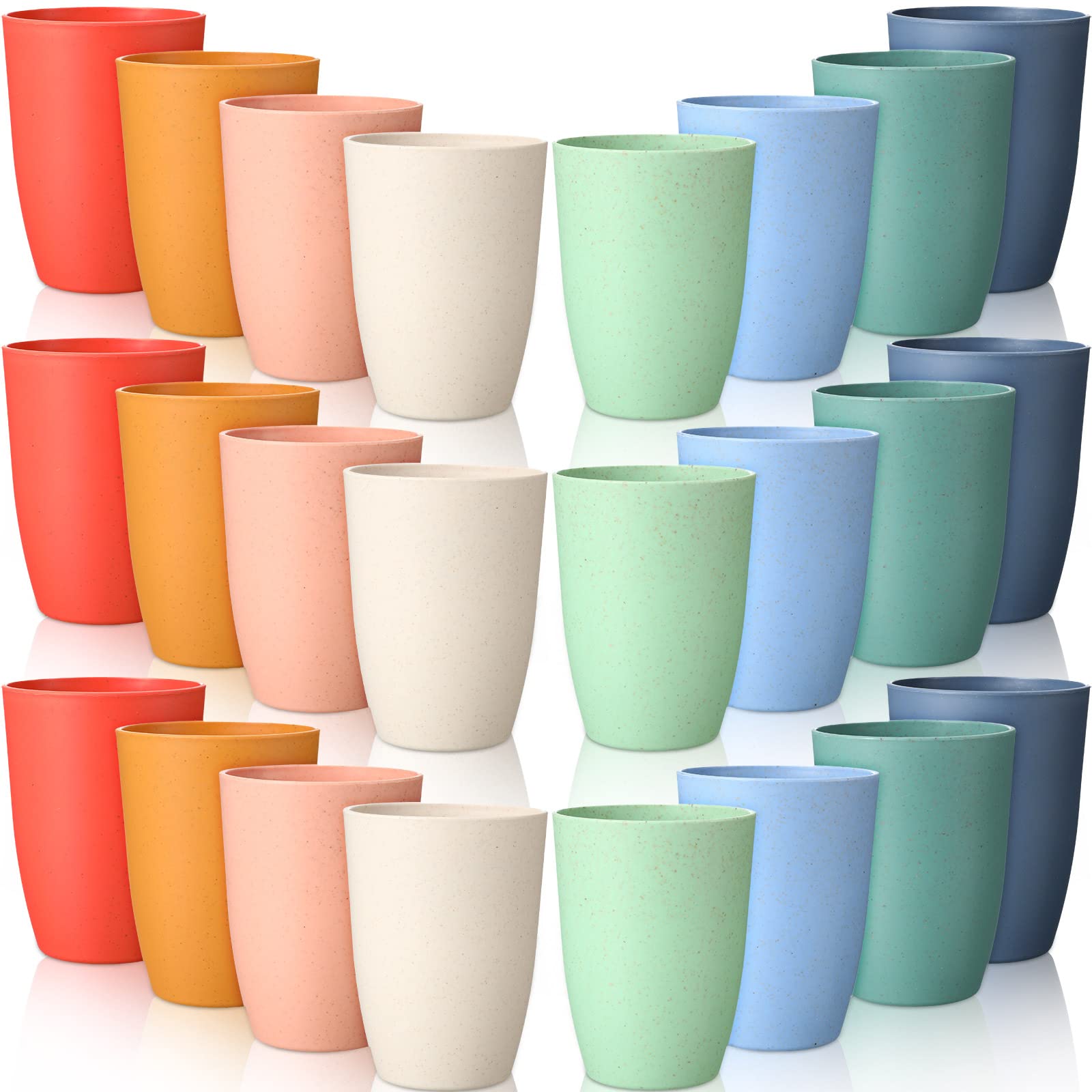 Sabary 24 Pcs Wheat Straw Reusable Cups Dishwasher Safe 12 oz, Smooth