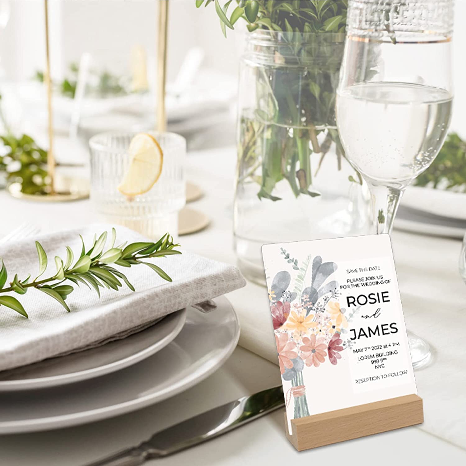 Tinsky 12 Pack Wood Place Card Holders Wooden Stands For Acrylic Signs Table Number Stands Picture Holders For Wedding Dinner Ho