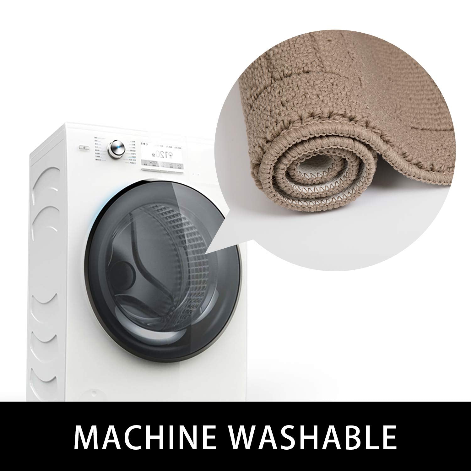 Beqhause 30X18 Inch Kitchen Rug Mats, Durable Anti-Slip Absorbent Dirt-Resistant Kitchen Rug Pet Mat Machine Washable (Beige)