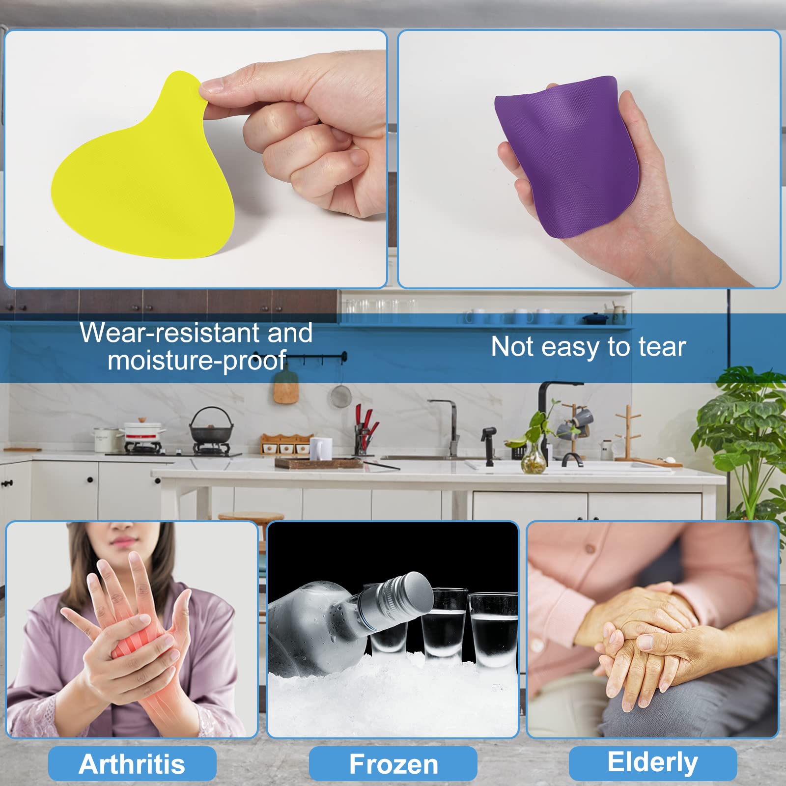 4Pcs Jar Gripper Pads, Multifunctional Rubber Jar Gripper Pad Jar Opener Grippers For Elderly Senior Suffering From Weak Hands A
