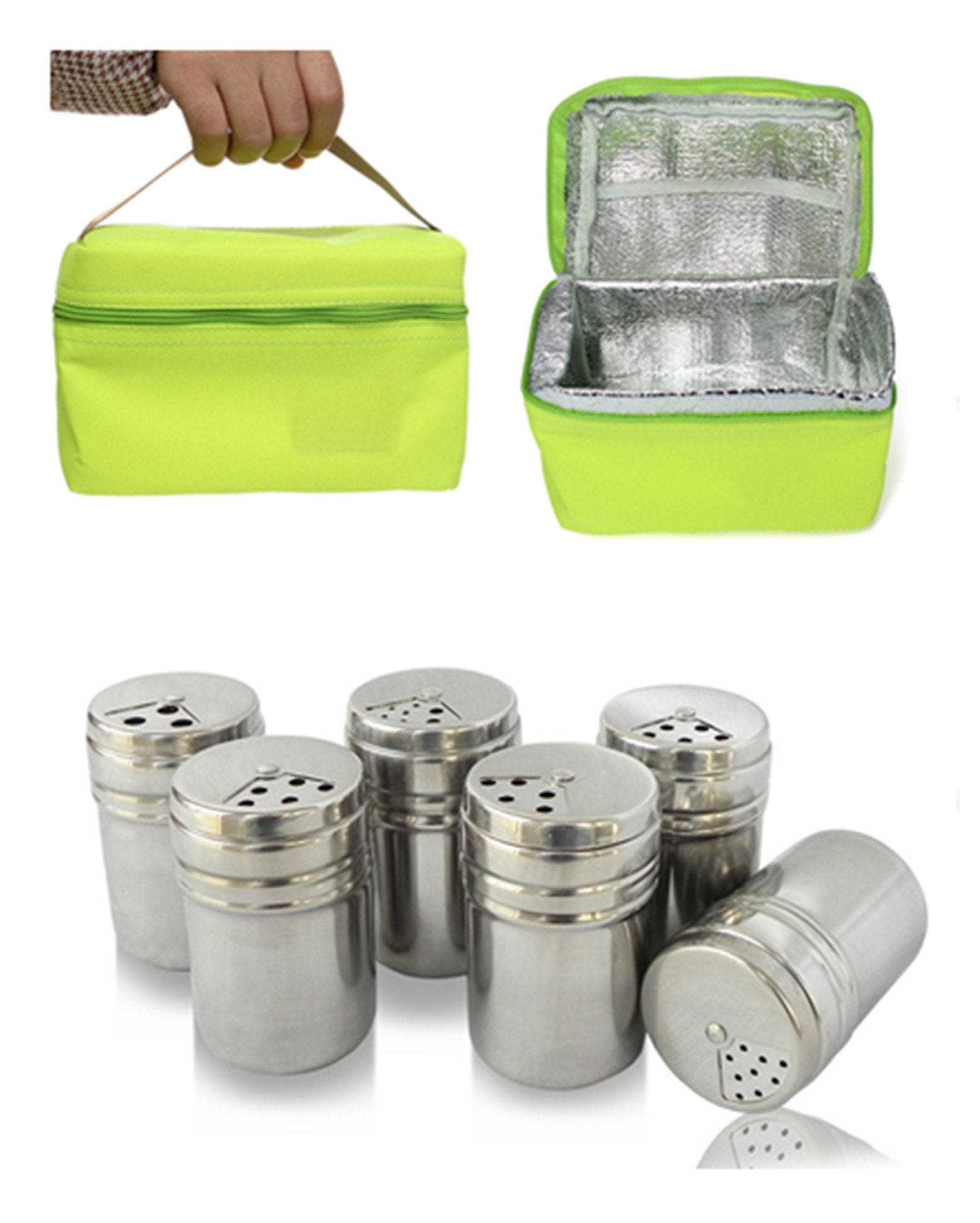 Fantasyday Gift Set Spice Jar With Shaker Tops Food Seasoning Dressing Bottle With Travel Bag Salt/Sugar/Spice/Pepper/Cheese Sha