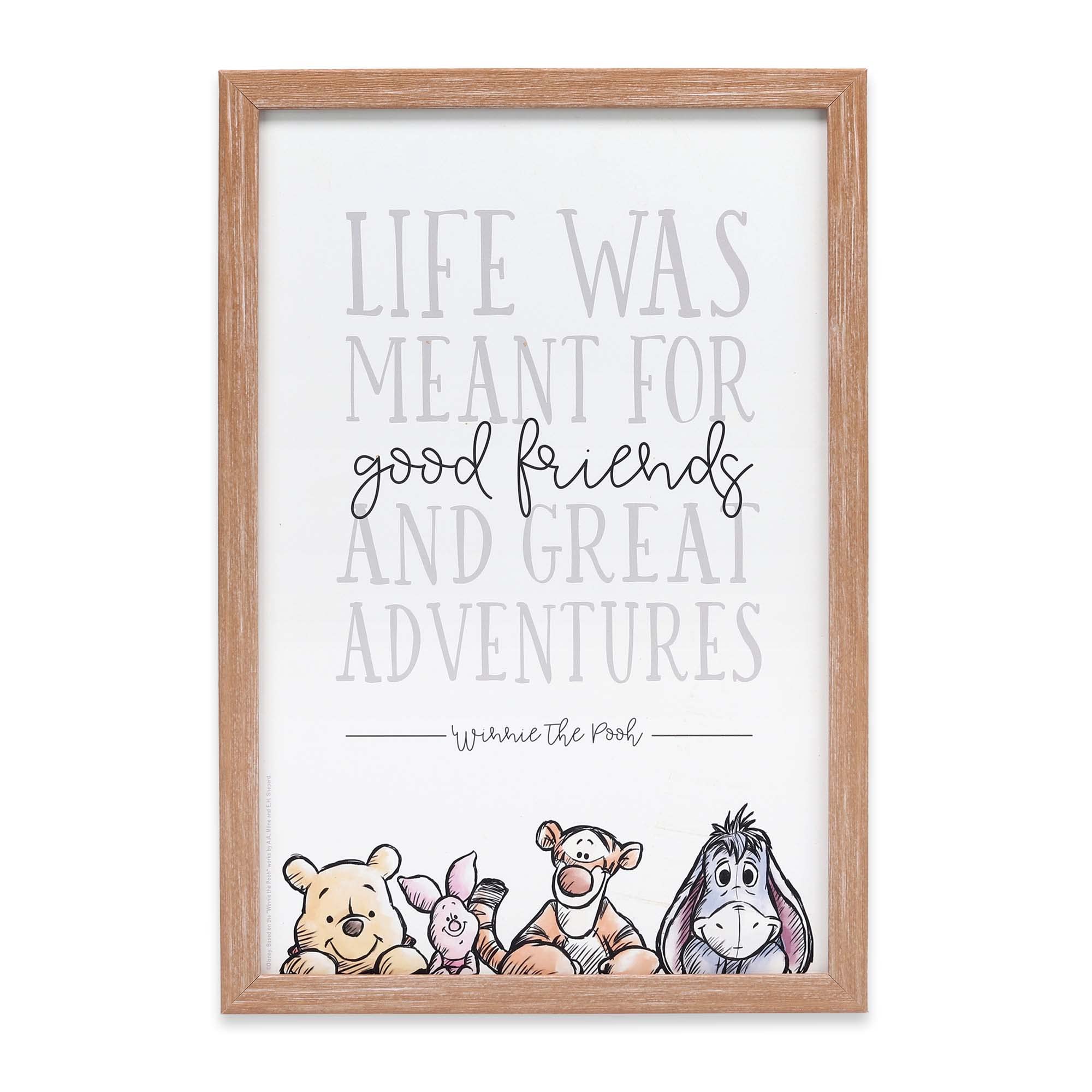 Disney Winnie The Pooh Good Friends And Great Adventures Framed Wood Wall Decor - Cute Winnie The Pooh Picture