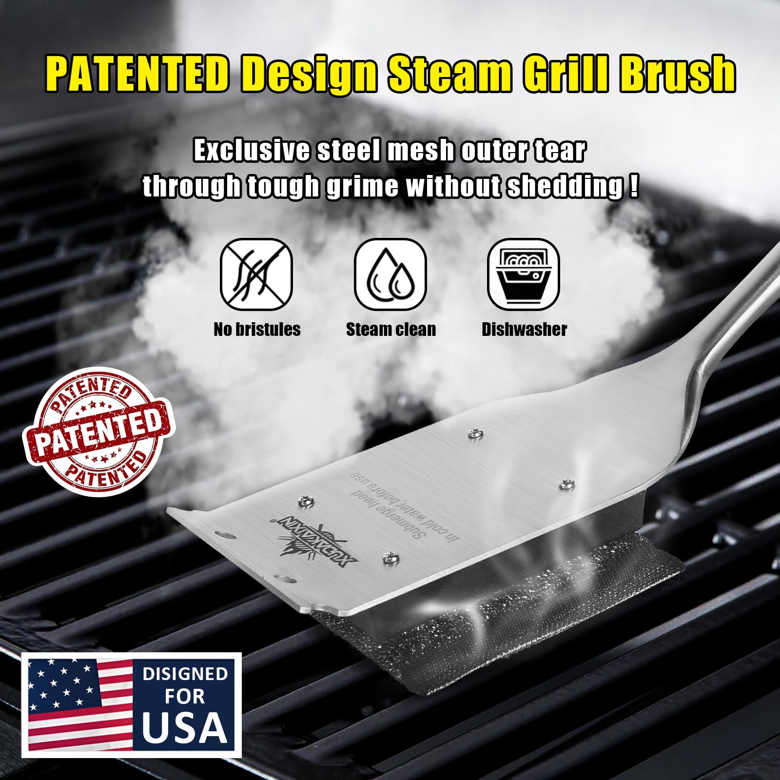 XUDAKAIXIN Grill Brush Bristle Free,Unique Steel Fibers Pad [Safe & Efficient] Perfect for Any Grill/Flat Tops Griddles,Safe Gri