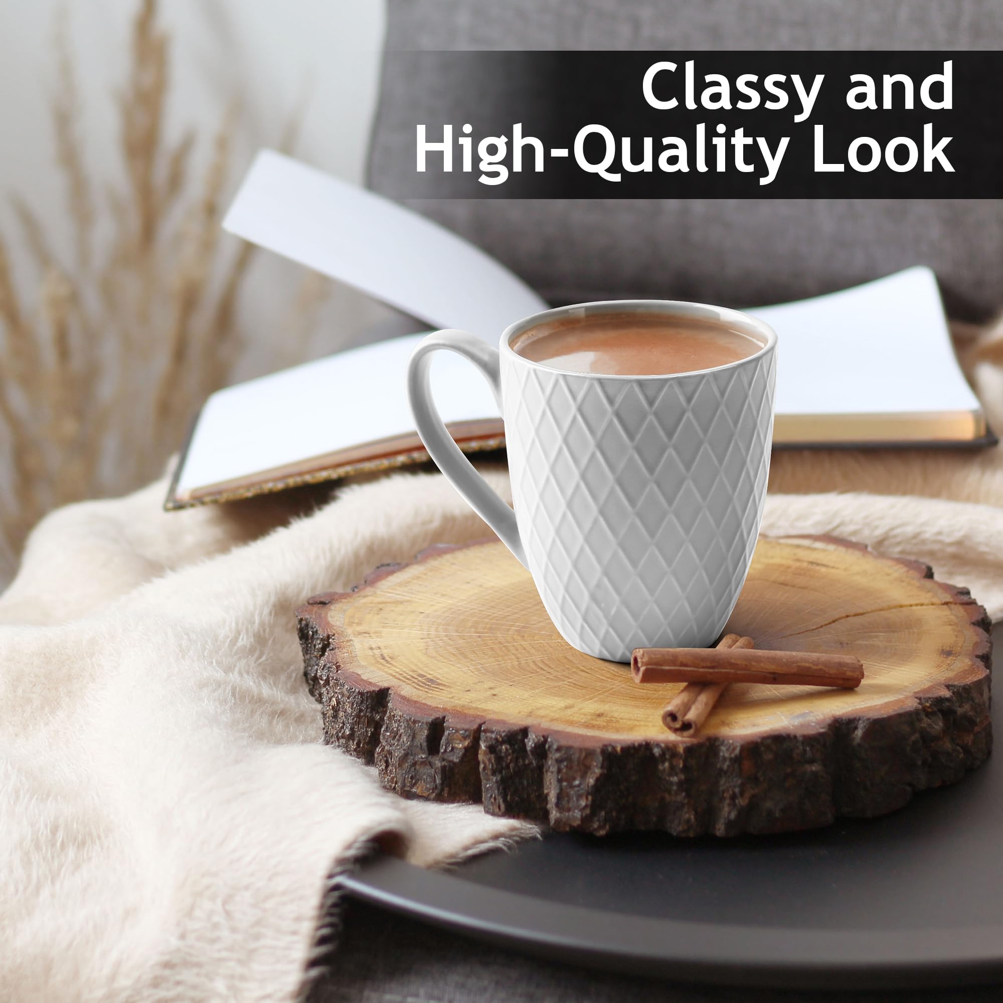 Miamio - Coffee Mugs Set Of 6 / Coffee Cups - 6 X 14 Oz Ceramic Mugs - Large Coffee Mugs - Microwave & Dishwasher Safe - Palmano