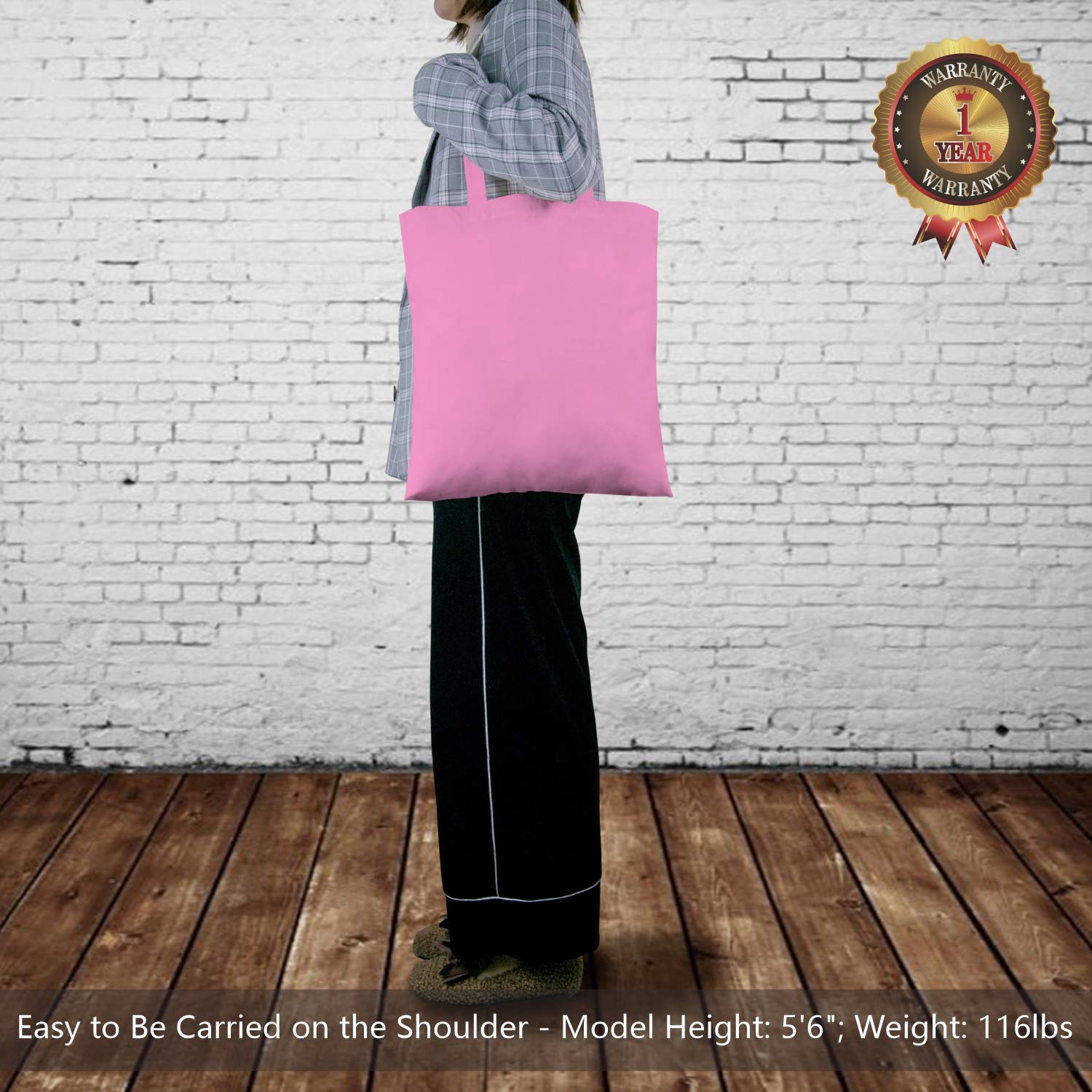 Topdesign 24-Pack Economical 16''X15'' Baby Pink Cotton Tote Bag, Lightweight Medium Reusable Grocery Shopping Cloth Bags, Suita