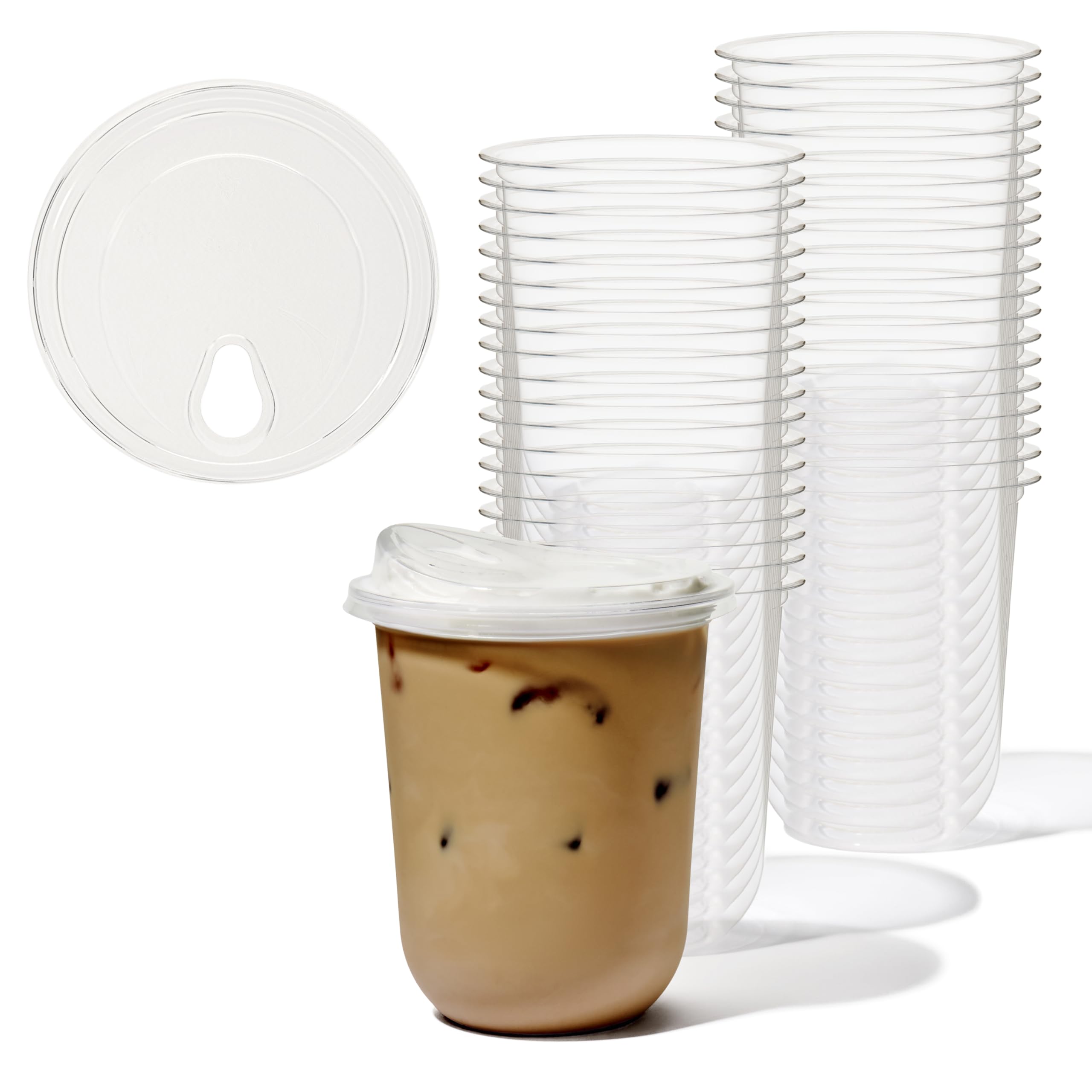 TOSSWARE NATURAL 16oz Arc Bundle  Plant Based 98mm Clear Cold Cups + Sip Lids  Plastic Alternative for Parties, Bachelorettes,