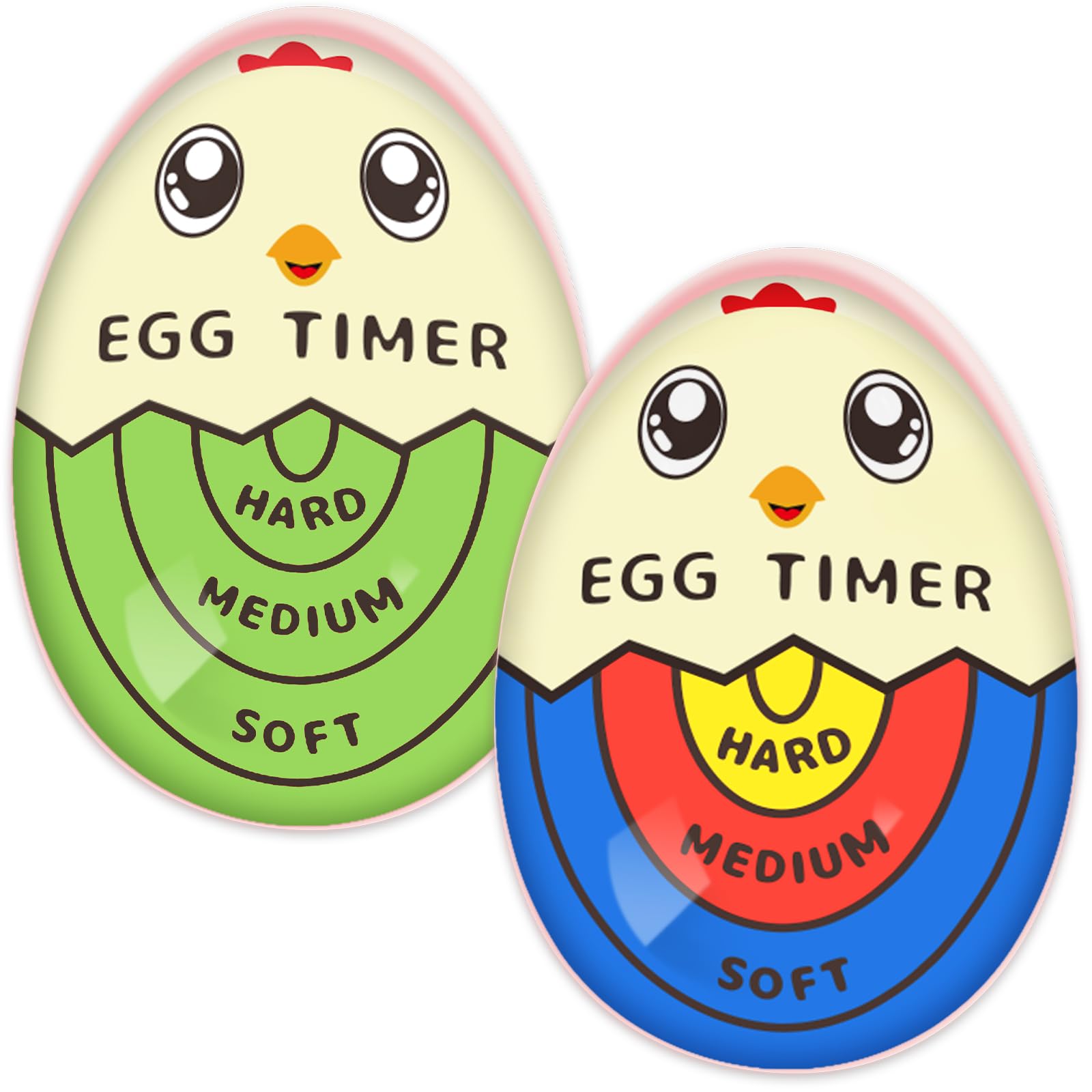 Lasubst Egg Timer that Goes in Water for Soft Medium Hard Boiled Eggs, 1 Tricolor 1 Green
