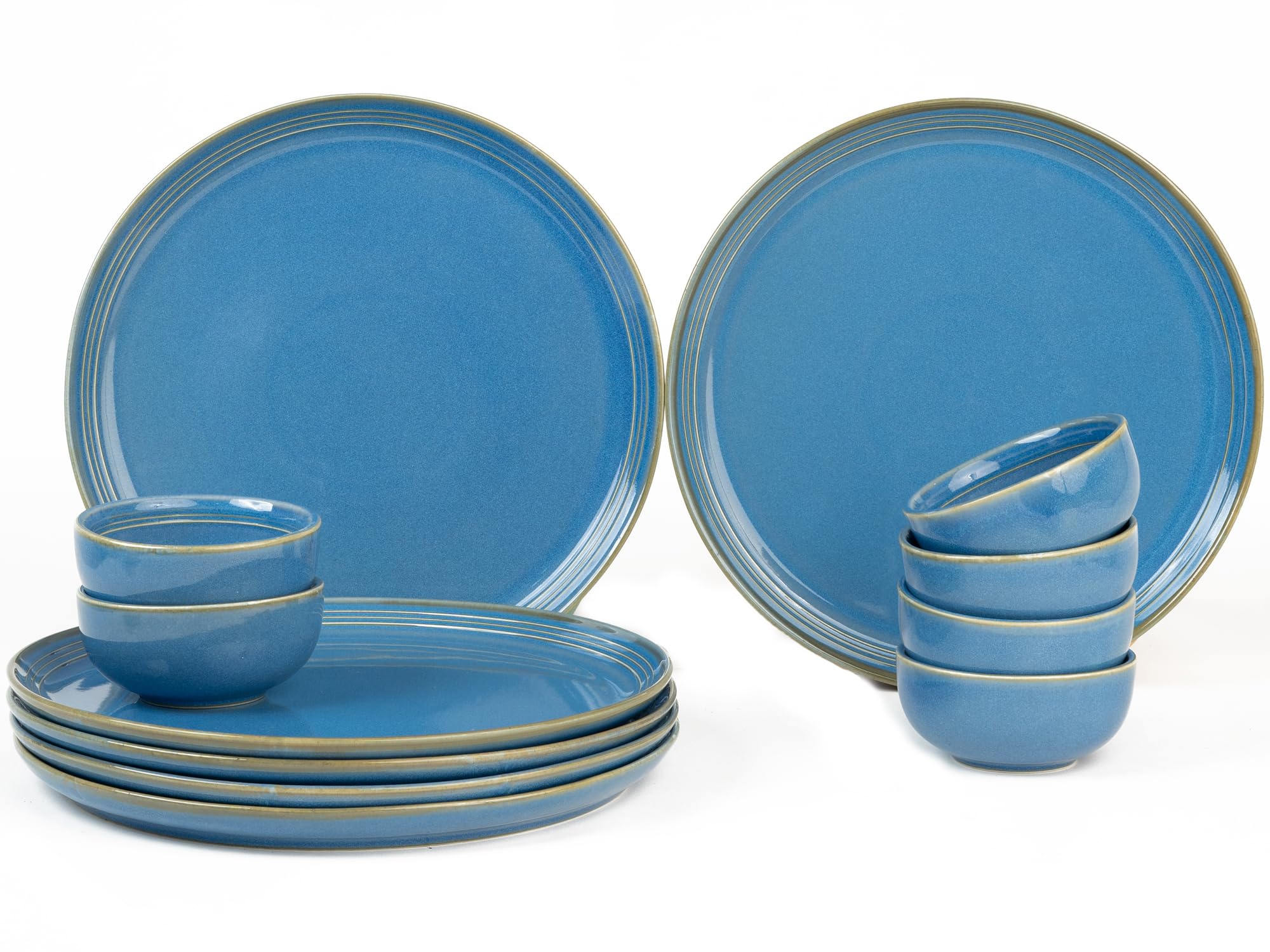 Bodhi House Handcrafted Chip Resistant Porcelain Dinner Set, 12 Pieces Dish Set Serving For 6, Microwave And Dishwasher Safe, Bo