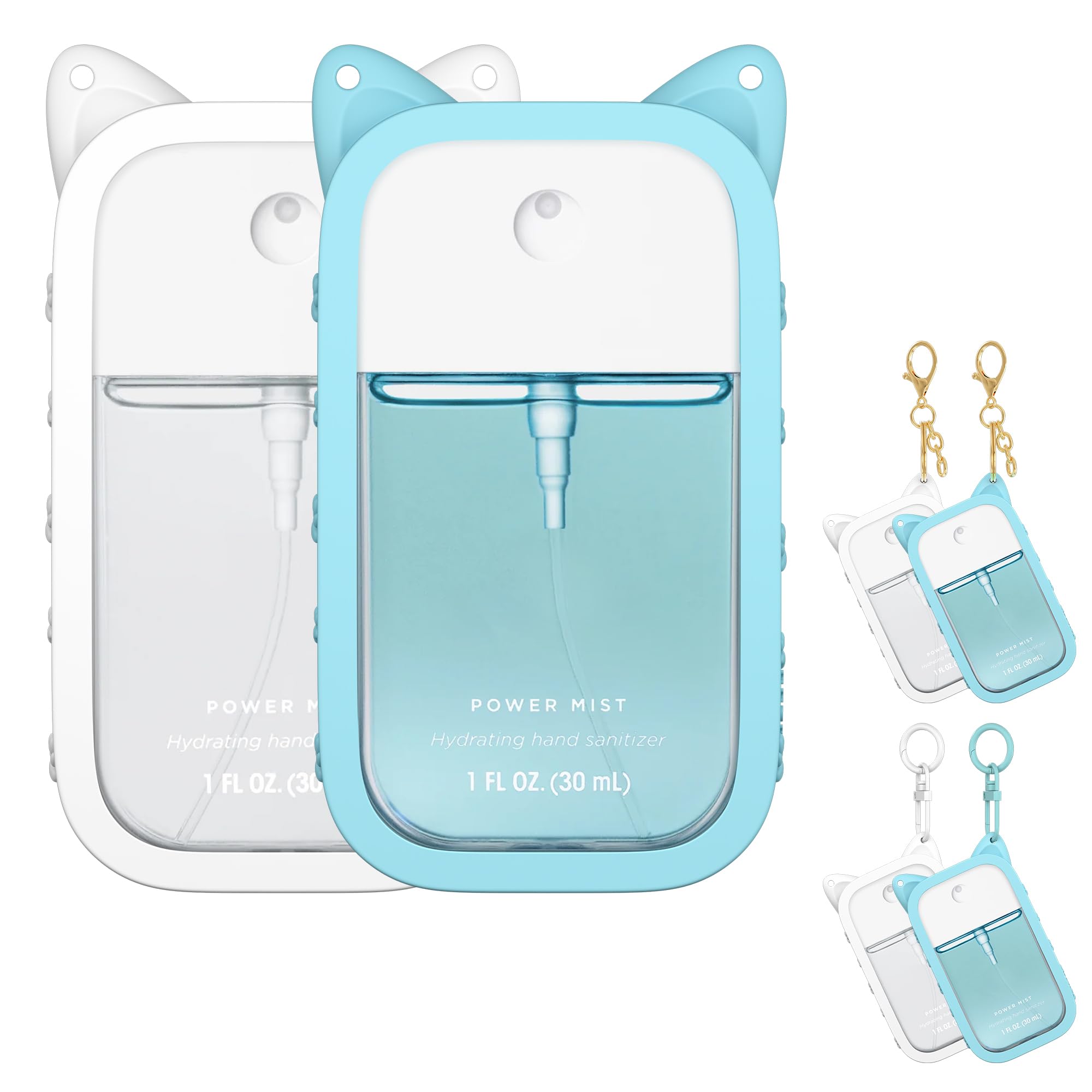 2 Sets Silicone Case Compatible With Touchland Hand Sanitizer Spray (Fit For 1 Fl Oz/30 Ml Ver), Portable Keychain Cute Color Ea