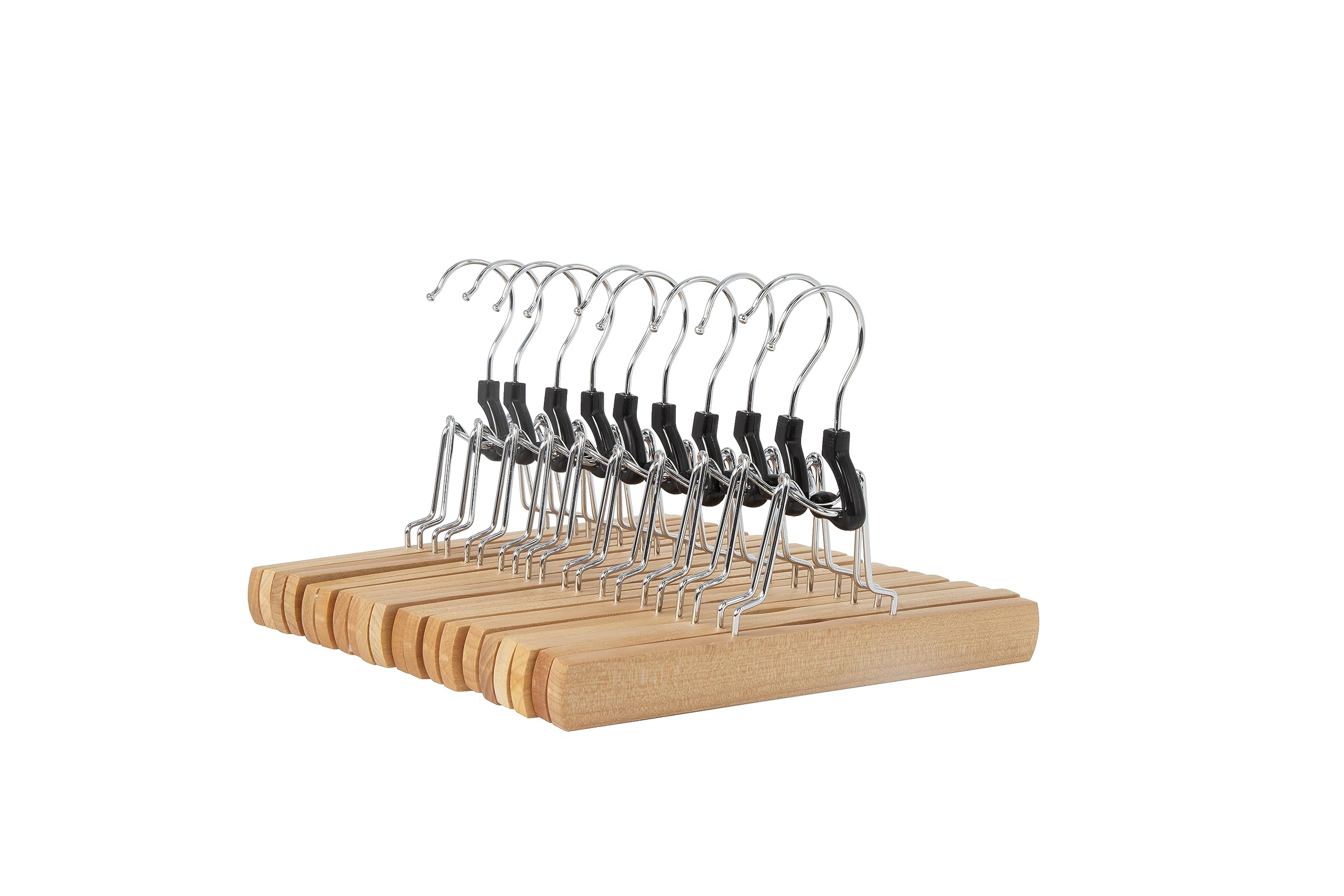 Amazon Basics Wooden Pants Hangers - Natural, 10-Pack