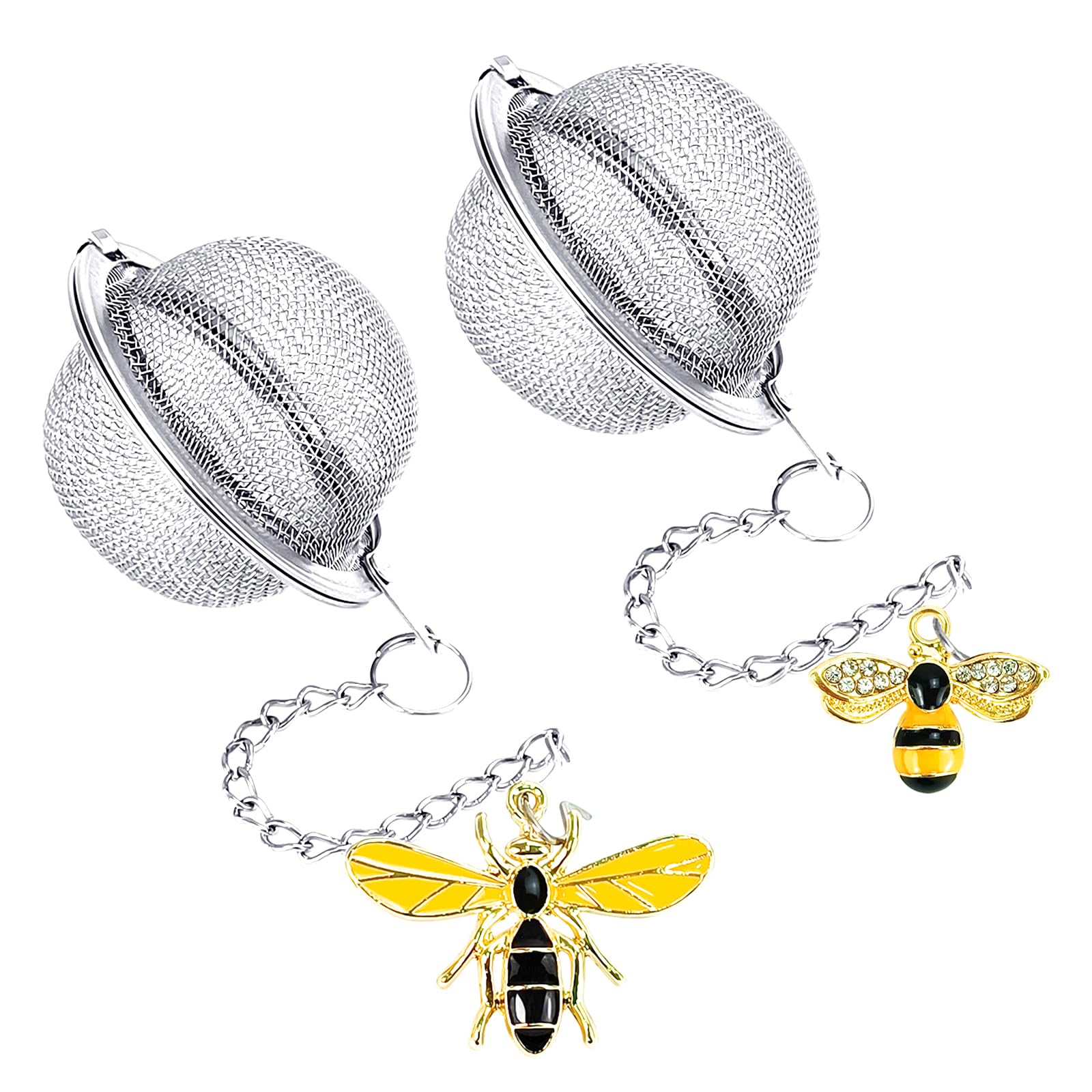 Stainless Steel Mesh Tea Infuser, 2.1 Inch Tea Ball With Honey Bee Pendant Tea Strainer Tea Diffuser Tea Steeper For Filtering T