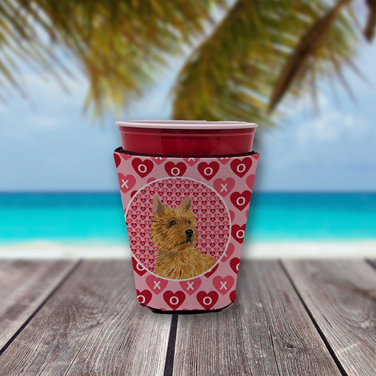 Norwich Terrier  Red Solo Cup Beverage Insulator Hugger