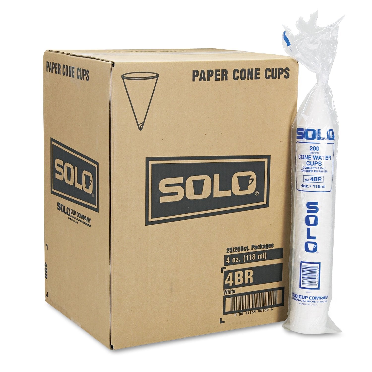 4 Oz Rolled Rim Unprinted Paper Water Cup/Cone