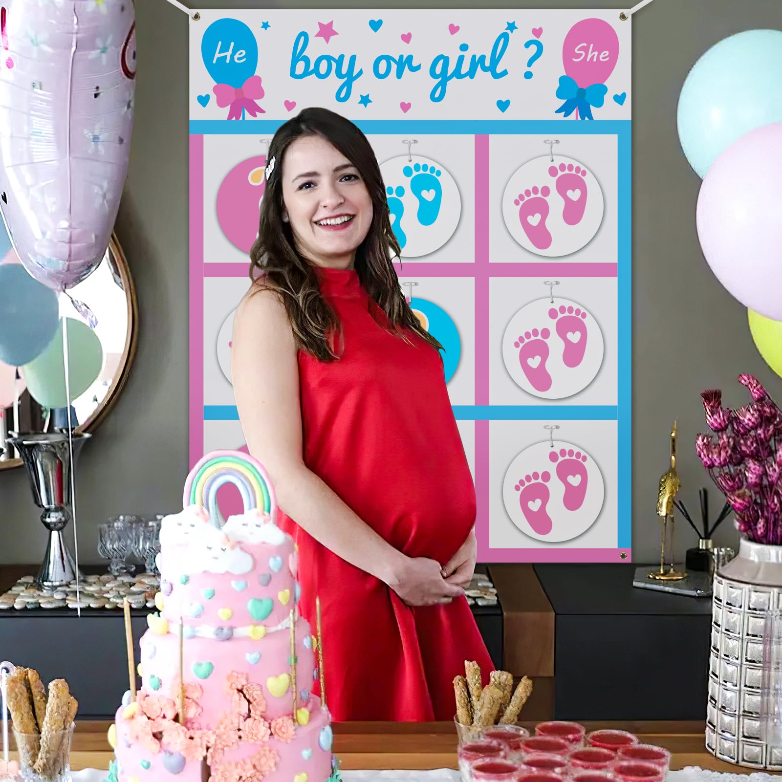 Aerwo Gender Reveal Games Tic Tac Toe Board Game With 10 Boy Or Girl Signs, Gender Reveal Ideas, He Or She, Boy Or Gir Sign Gend