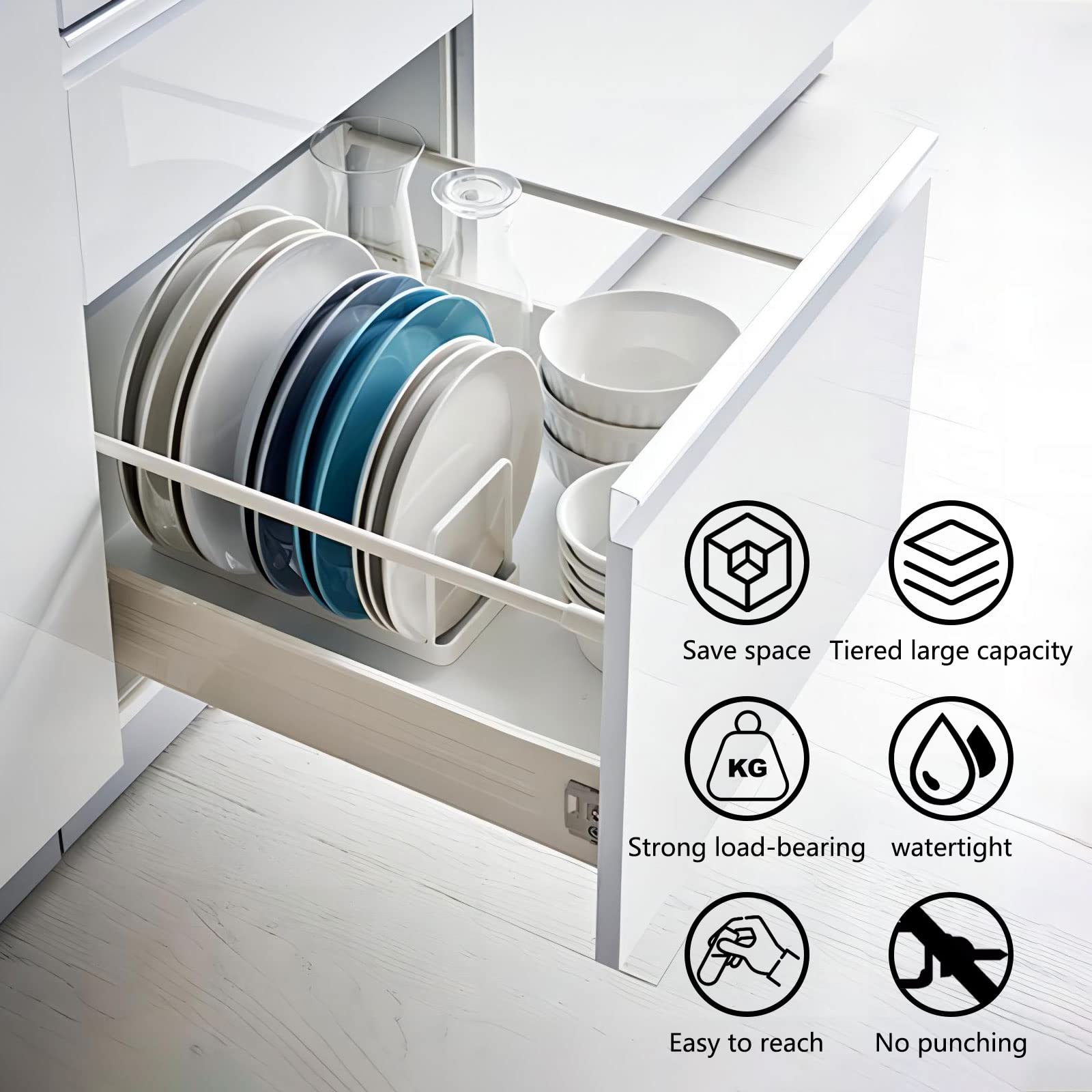 Fourmor- Home Accented Storage Rack-Kitchen Holder Stand - Diversified Euro Kitchen Organizer For Plates, Cutting Boards, Bakewa