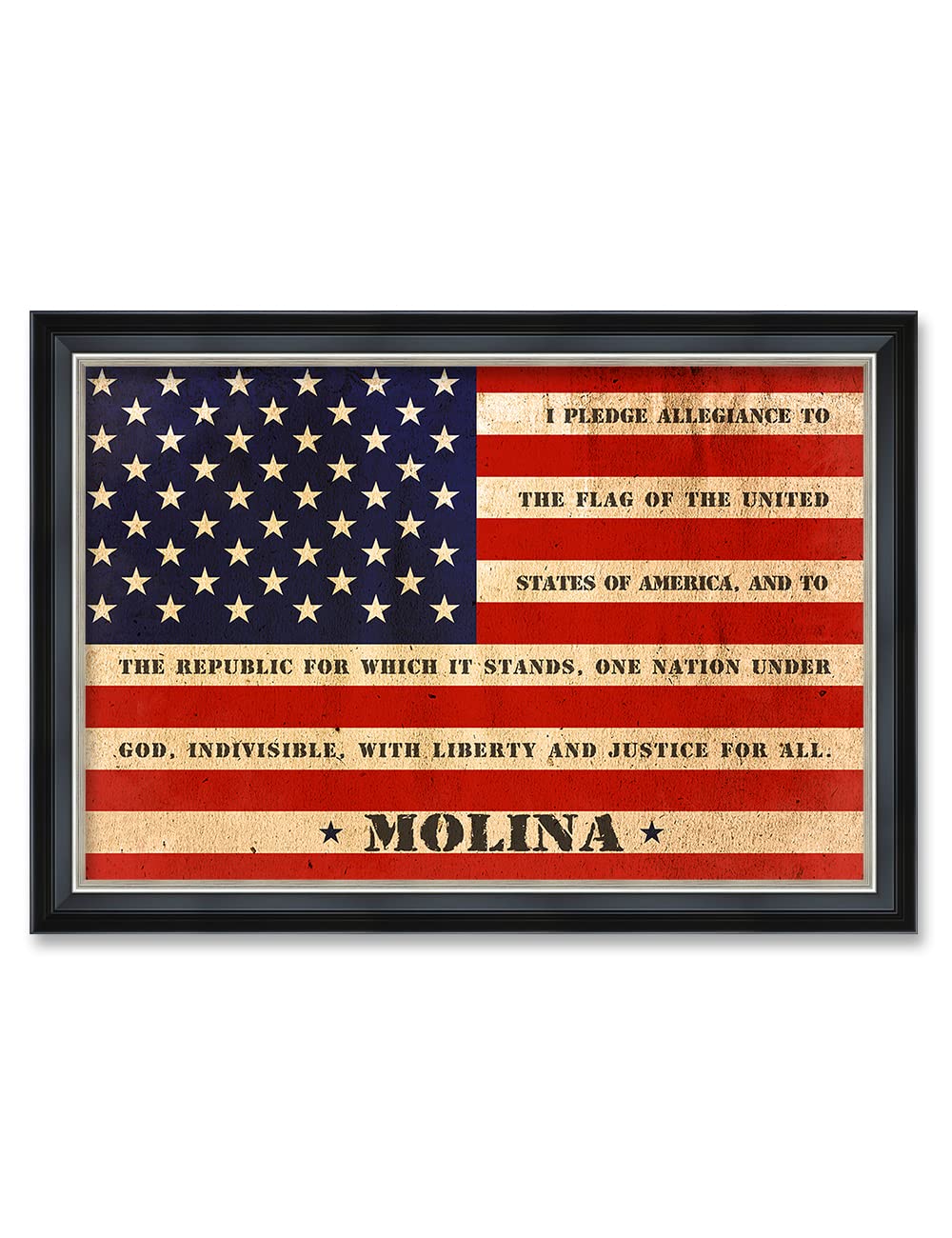 Ipic - American Flag, Personalized Ideal Gift Custom Framed Wall Art With Names And Date, Giclee Prints With Solid Wood Frame, U