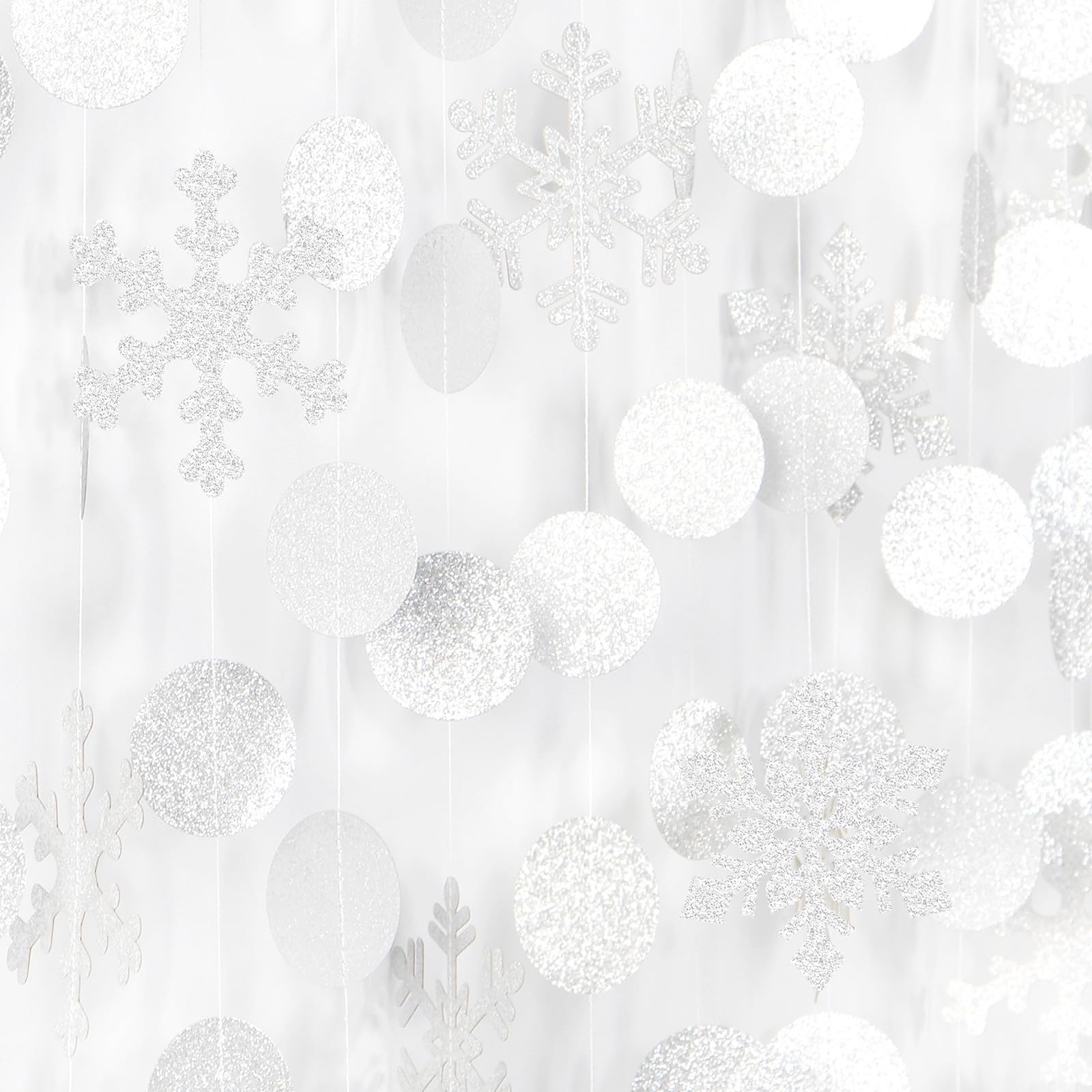 Snowflake Snow White-Silver Christmas Party-Decorations Garland - 61Ft Winter Wonderland Frozen Hanging Paper Streamers Banner,B