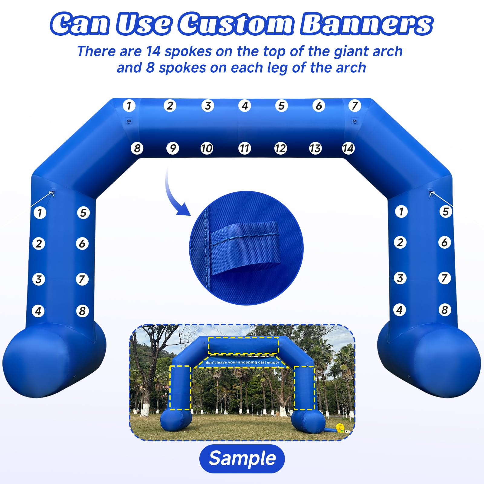 Cinnliy 20Ft Inflatable Archway,Blue Inflatable Start and Finish Arch Outdoor,Sport Blow up Arch Inflatable for Race Outdoor Spo