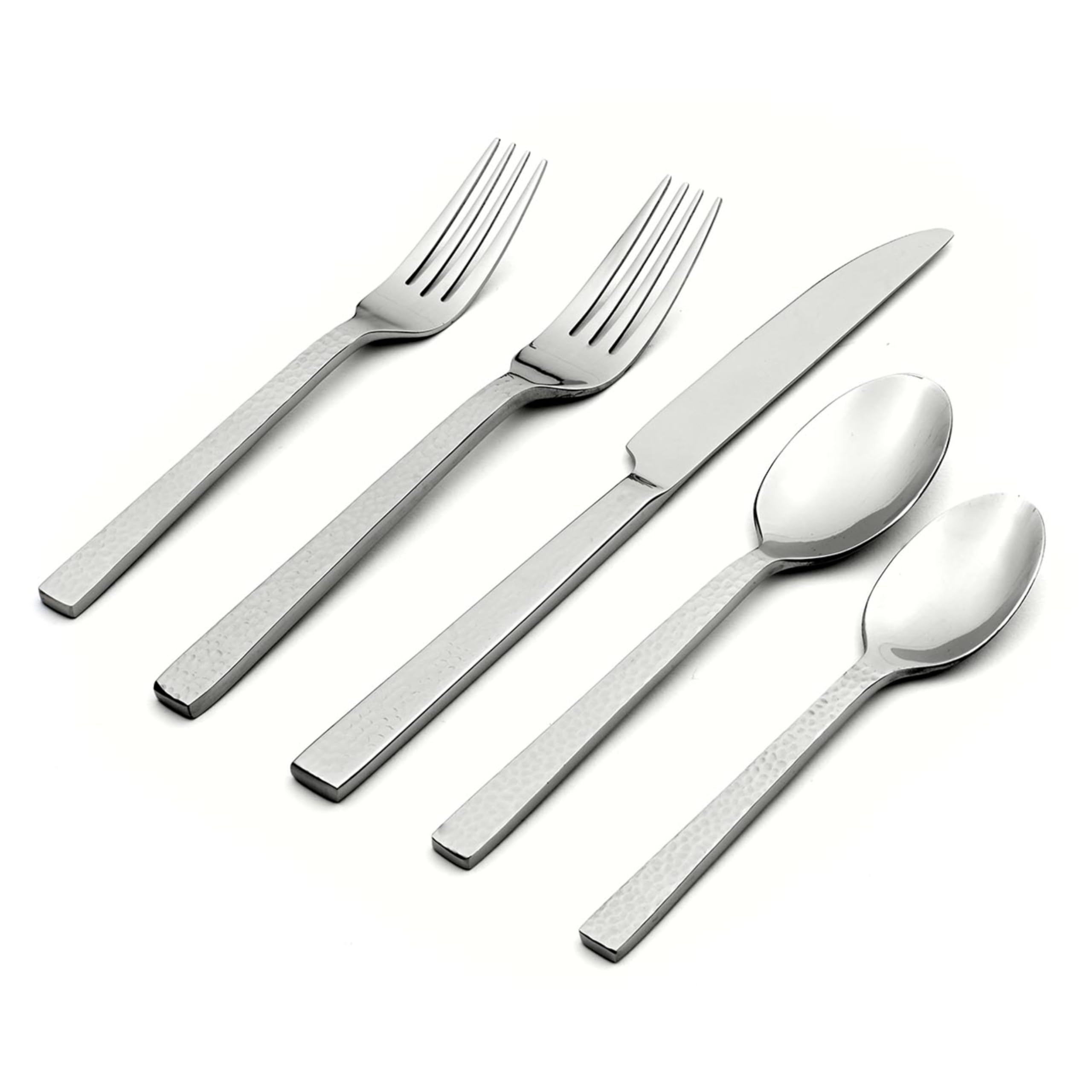 Oneida Chefs Table Hammered 45 Piece Everyday Flatware Set, Service For 8, 18/0 Stainless Steel,Silverware Set