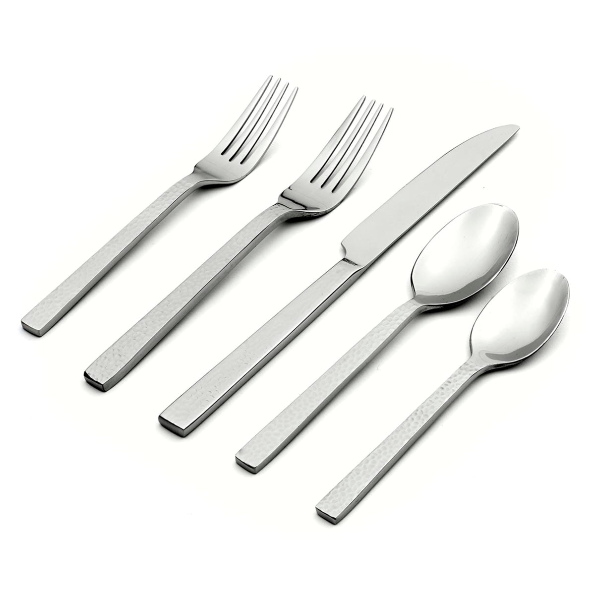 Oneida Chefs Table Hammered 45 Piece Everyday Flatware Set, Service For 8, 18/0 Stainless Steel,Silverware Set