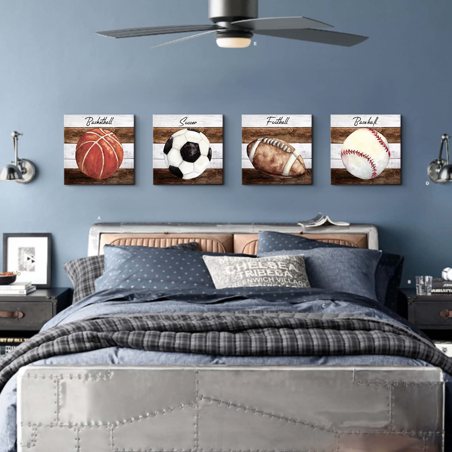 Boys Room Decor Sports Decor For Boys Bedroom Basketball Room Decor Rustic Soccer Football Baseball Canvas Posters Toddler Sport