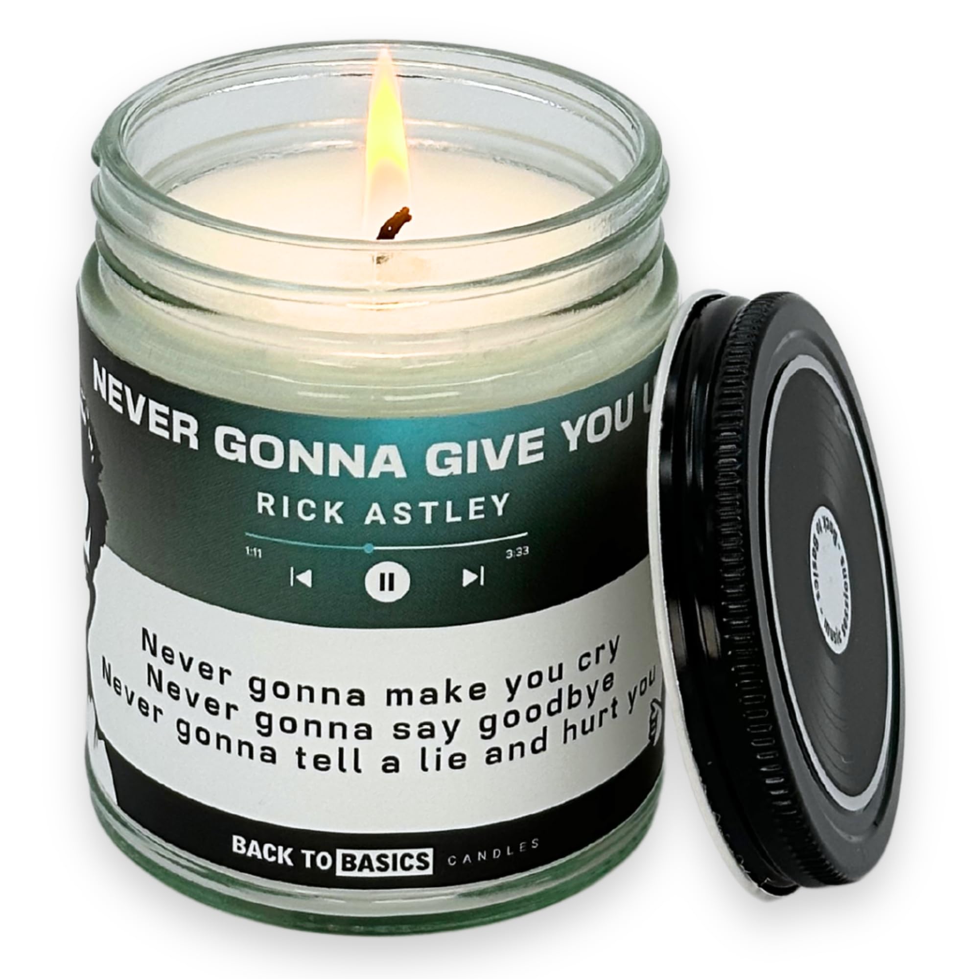 Back to Basics Candles | Never Gonna Give You Up - 9oz Soy Wax Cucumber Melon Scented Candle for Home Decor, Birthday Gifts for 