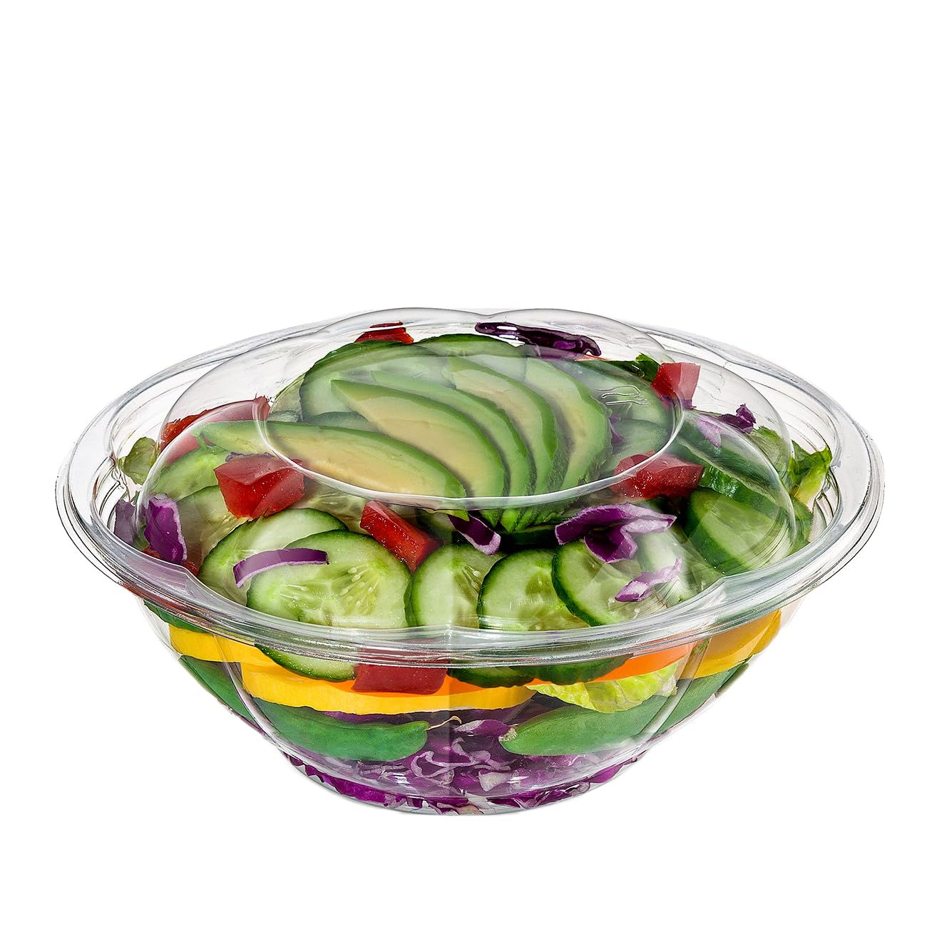 Comfy Package [50 Sets - 24 Oz.] Clear Plastic Salad Bowls To Go With Airtight Lids