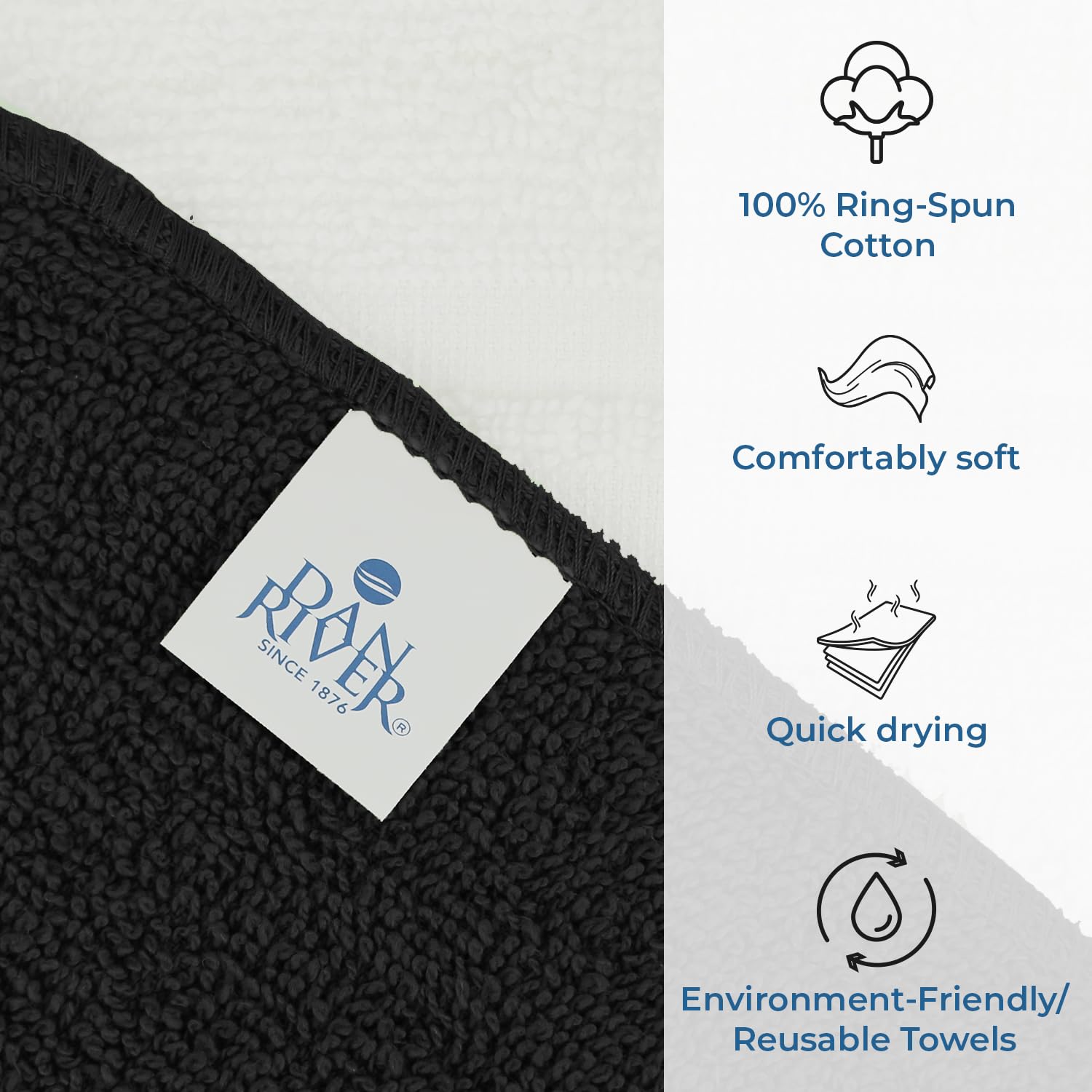 Dan River 100% Cotton Washcloths 20 Pack Premium Quality Face And Body Cloth, Quick Dry Essential Towels For Bathroom, Hand, Kit